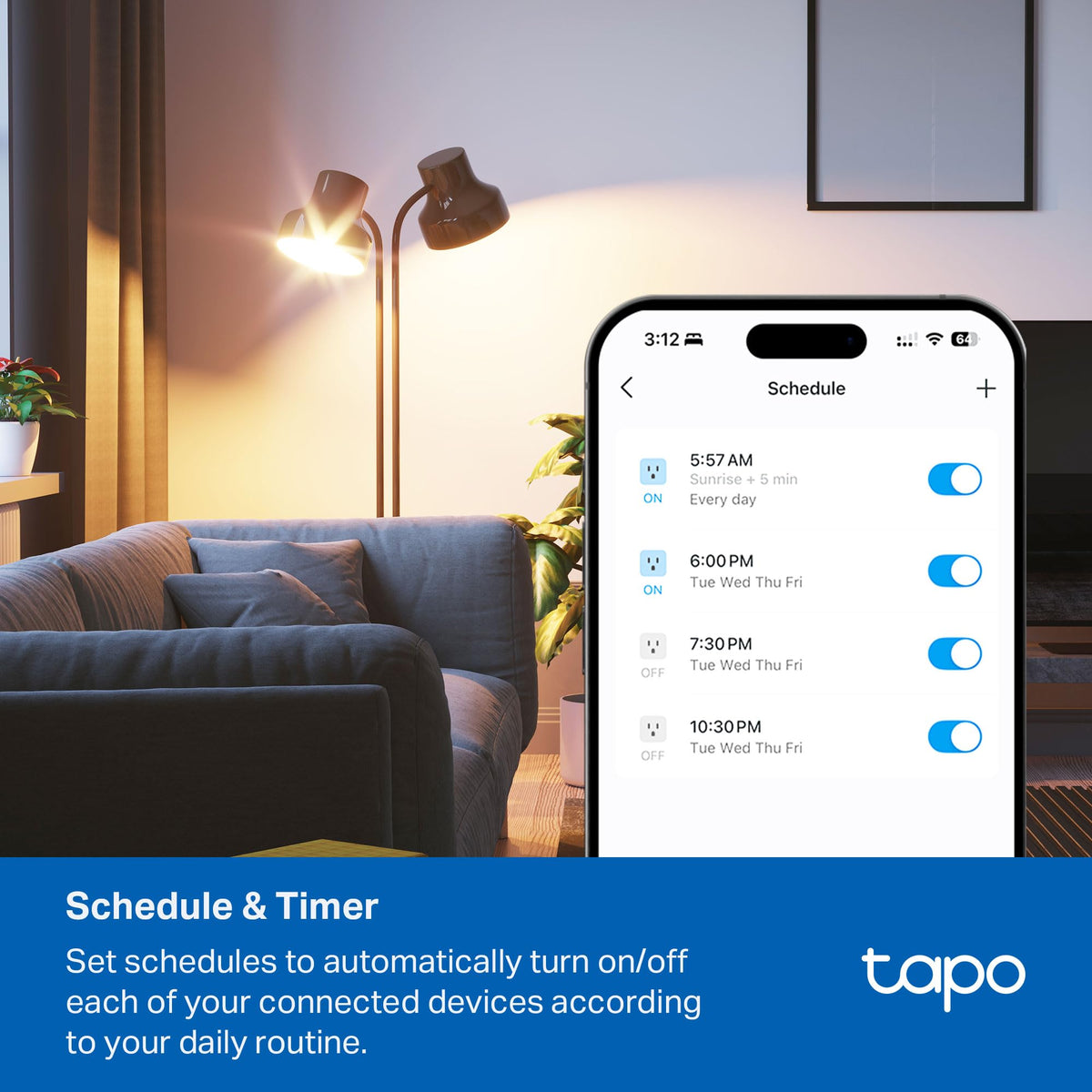Tapo Smart Wi Fi Power Strip Matter P316M Energy Monitoring - Premium Selection Official Imagery - 6