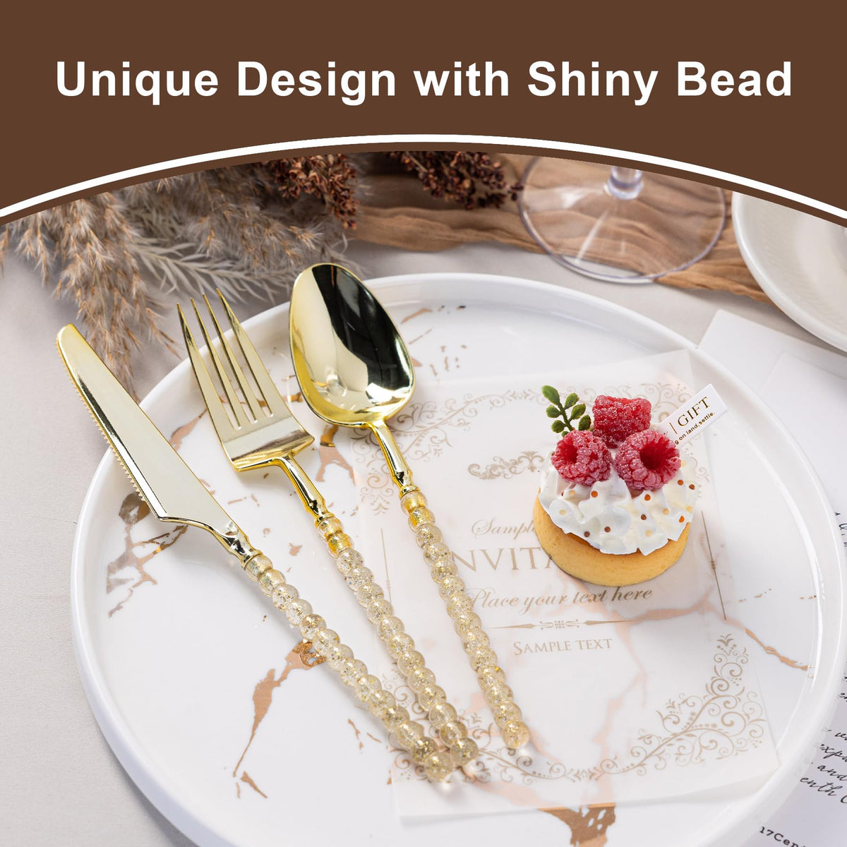 150PCS Gold Plastic Silverware Heavy Duty Disposable - QualQuot Official Imagery - 5