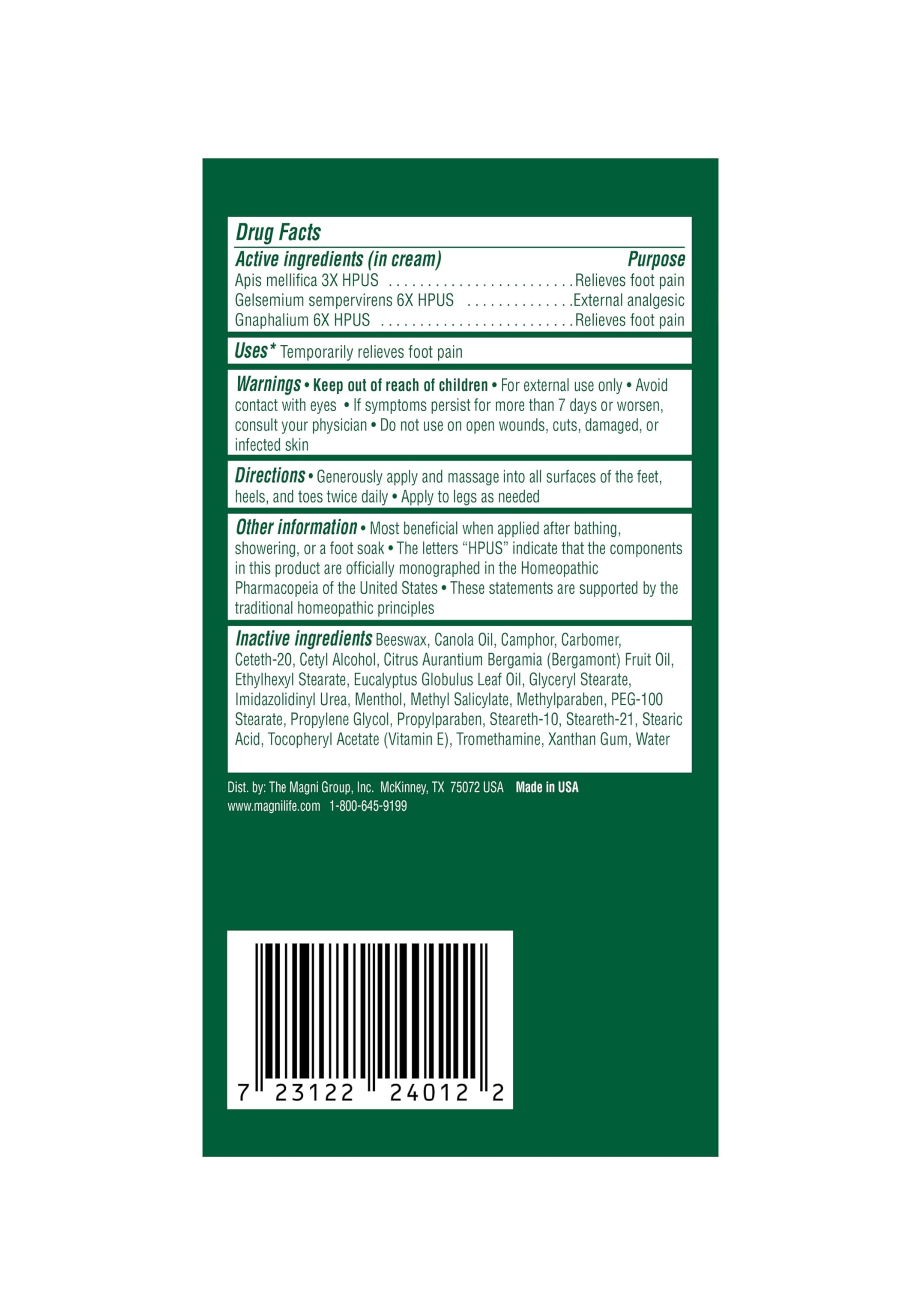 MagniLife Pain Relieving Foot Cream 4 oz – 2 Pack