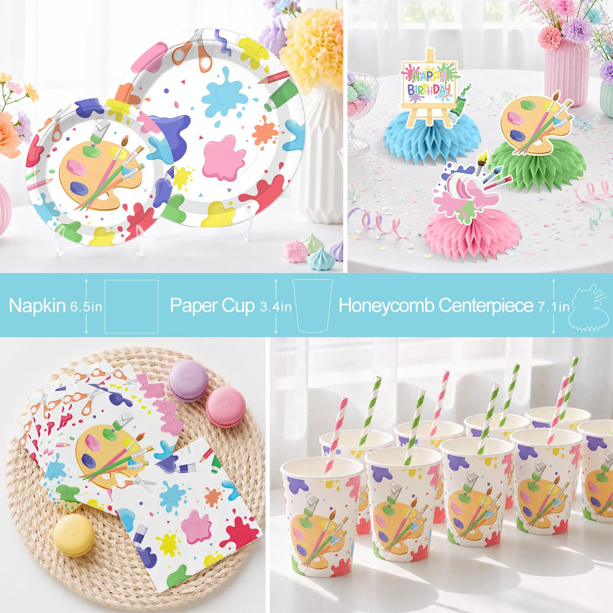 Xynic 211pcs Art Party Decorations Complete Tableware Set - Xynic Official Imagery - 6