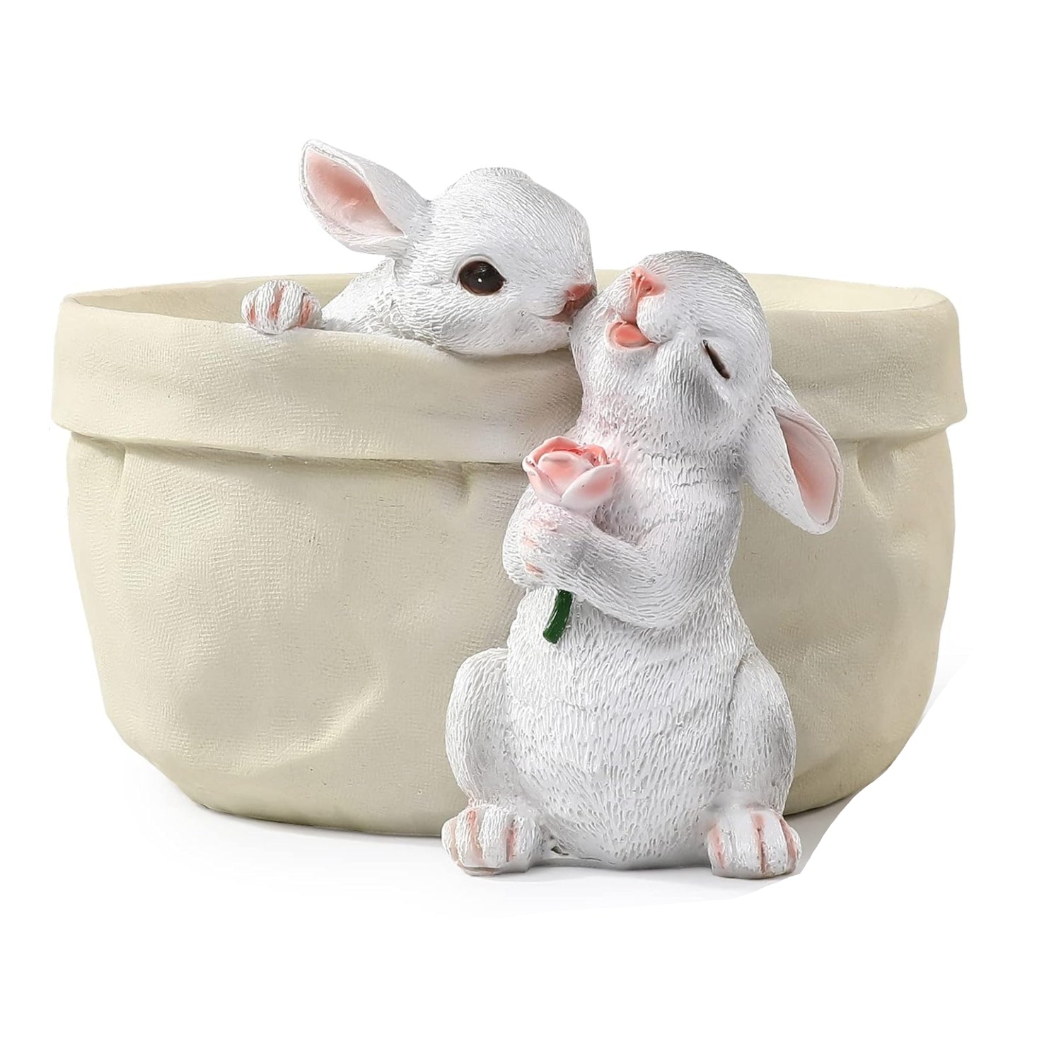 WONDHOME rabbit-shaped flower pot with succulent plants, decorative bunny garden planter for indoor or outdoor use.