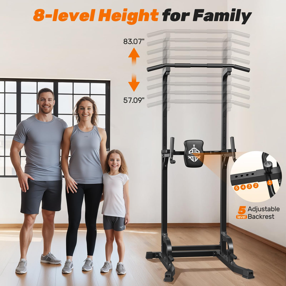 SPORTSROYALS Free Standing Pull Up Bar Power Tower for Home - Sportsroyals Official Imagery - 5
