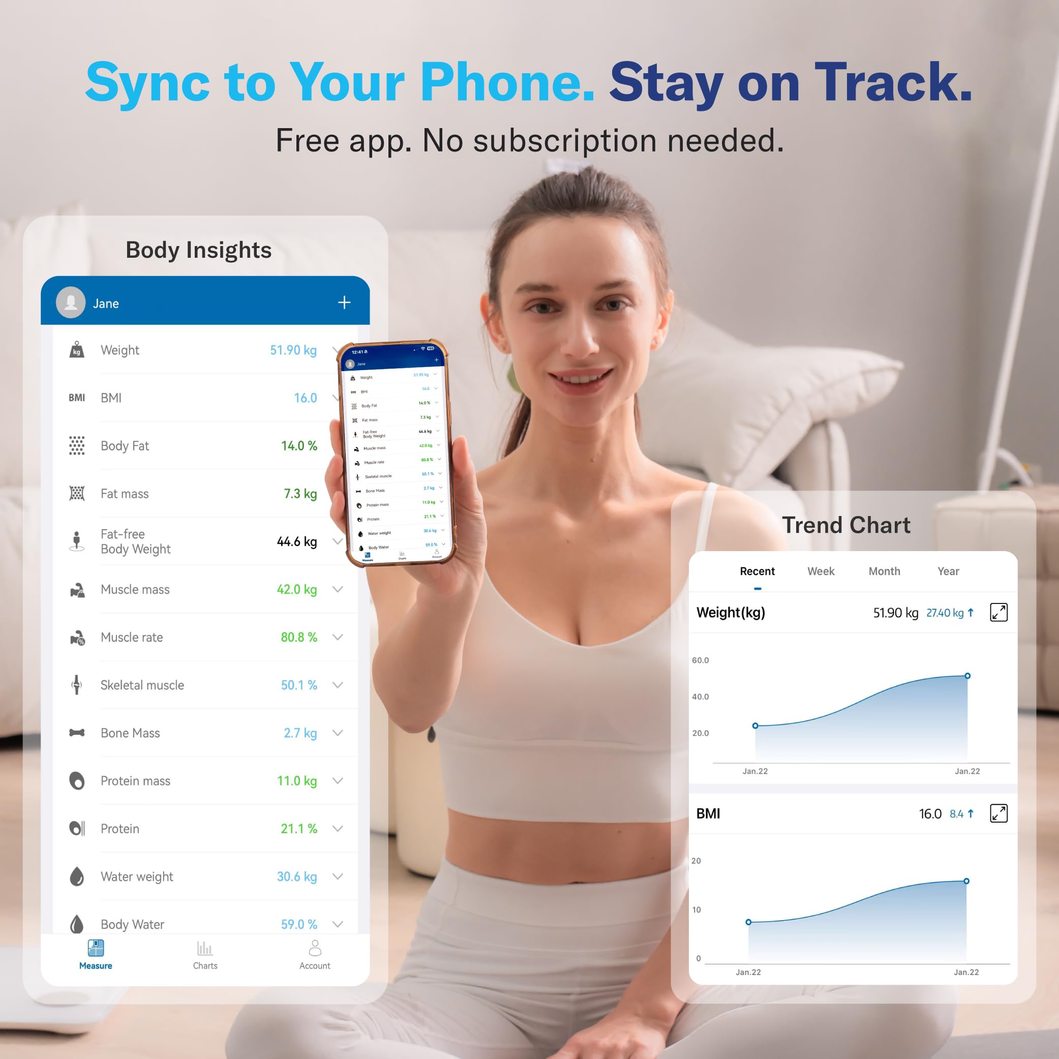 Alcedo Smart Body Fat Scale, Color-Changing Scale, Bluetooth, Whi - Alcedo Official Product View 7