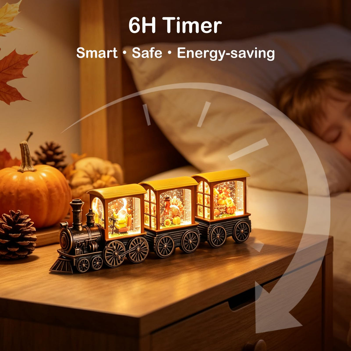 Fall Snow Globe Lantern Fall Decorations for Home Lighted - Gorrzai Official Imagery - 6