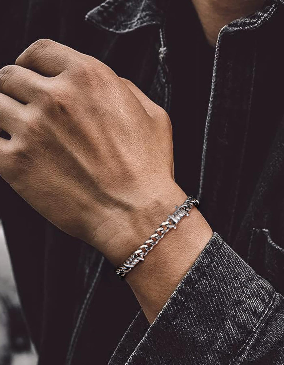 ChainsHouse Barbed Wire Bracelet Cuban Link Chain Bracelet - ChainsHouse Official Imagery - 4