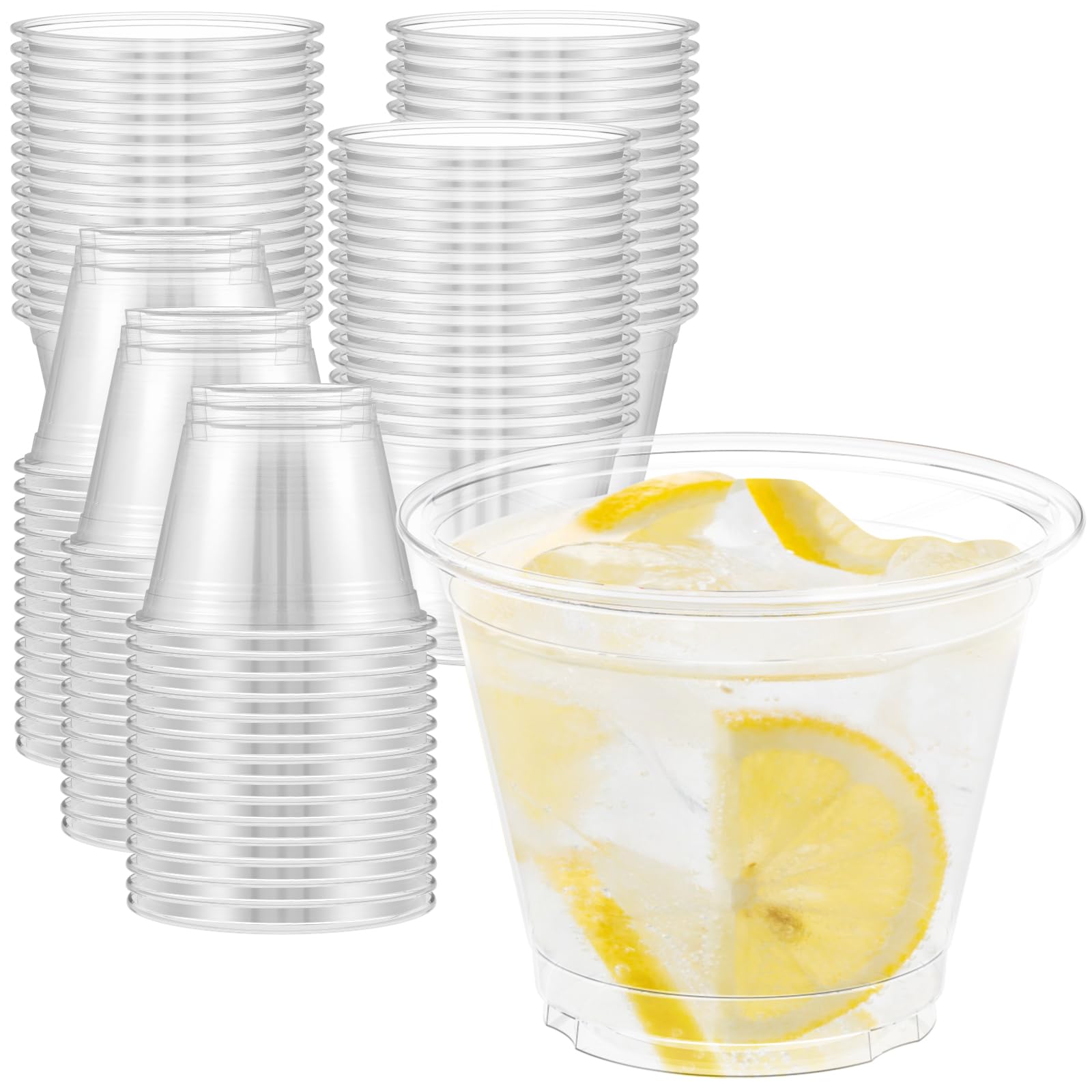 Dealusy 100 Pack 9 oz Clear Plastic Cups - Product Imagery