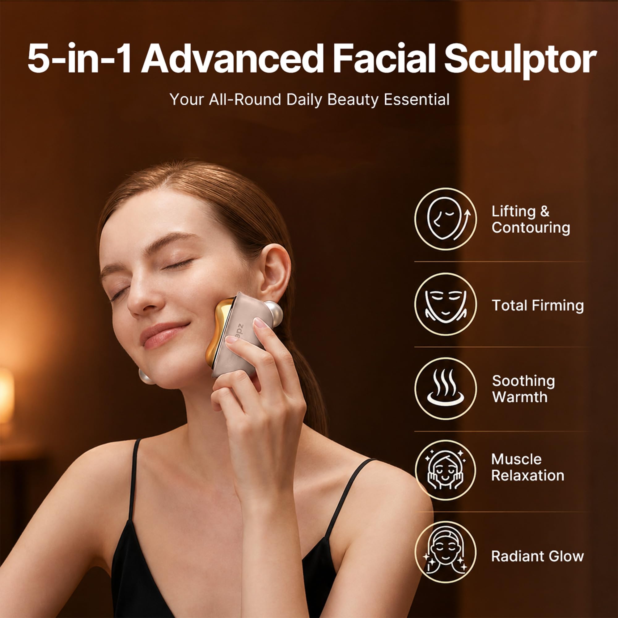 GS5 Electric Heated Gua Sha Tool Red Light Face Massager - ZDEER Official Imagery - 6