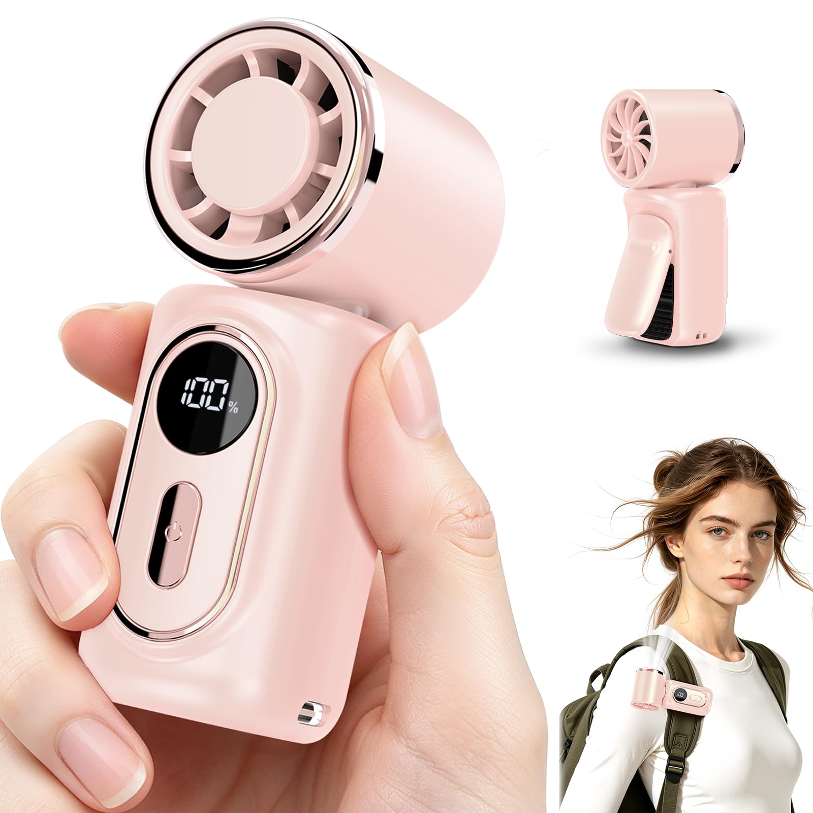 Coolhill Portable handheld Fan Clip-On Mini Fan 3000mAh 5-speed 1 by Coolhill - Angle View 1