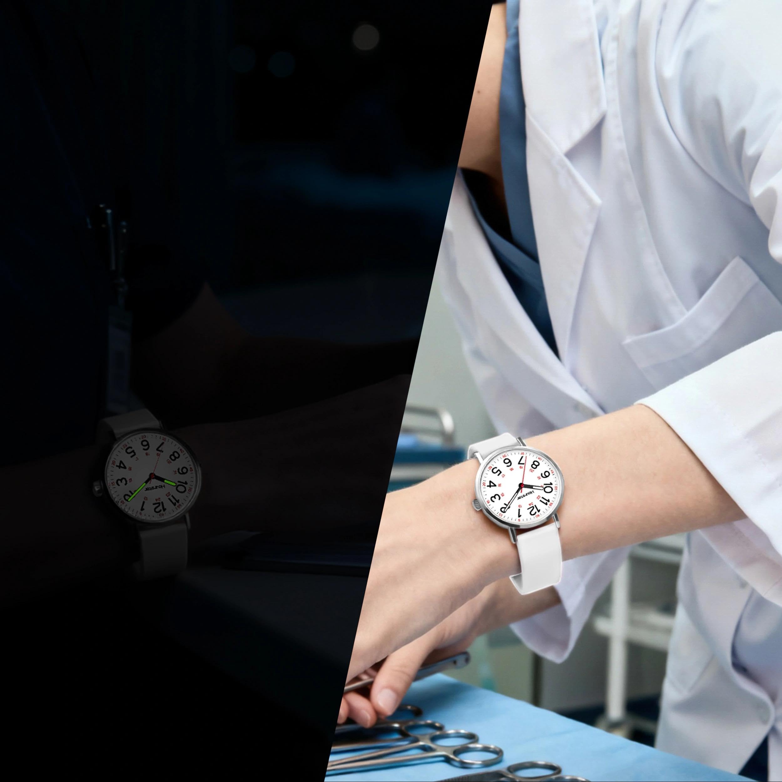 Hourstar Women's Analog Nurse Watch | Second Hand | Easy Read | Silico - View 7