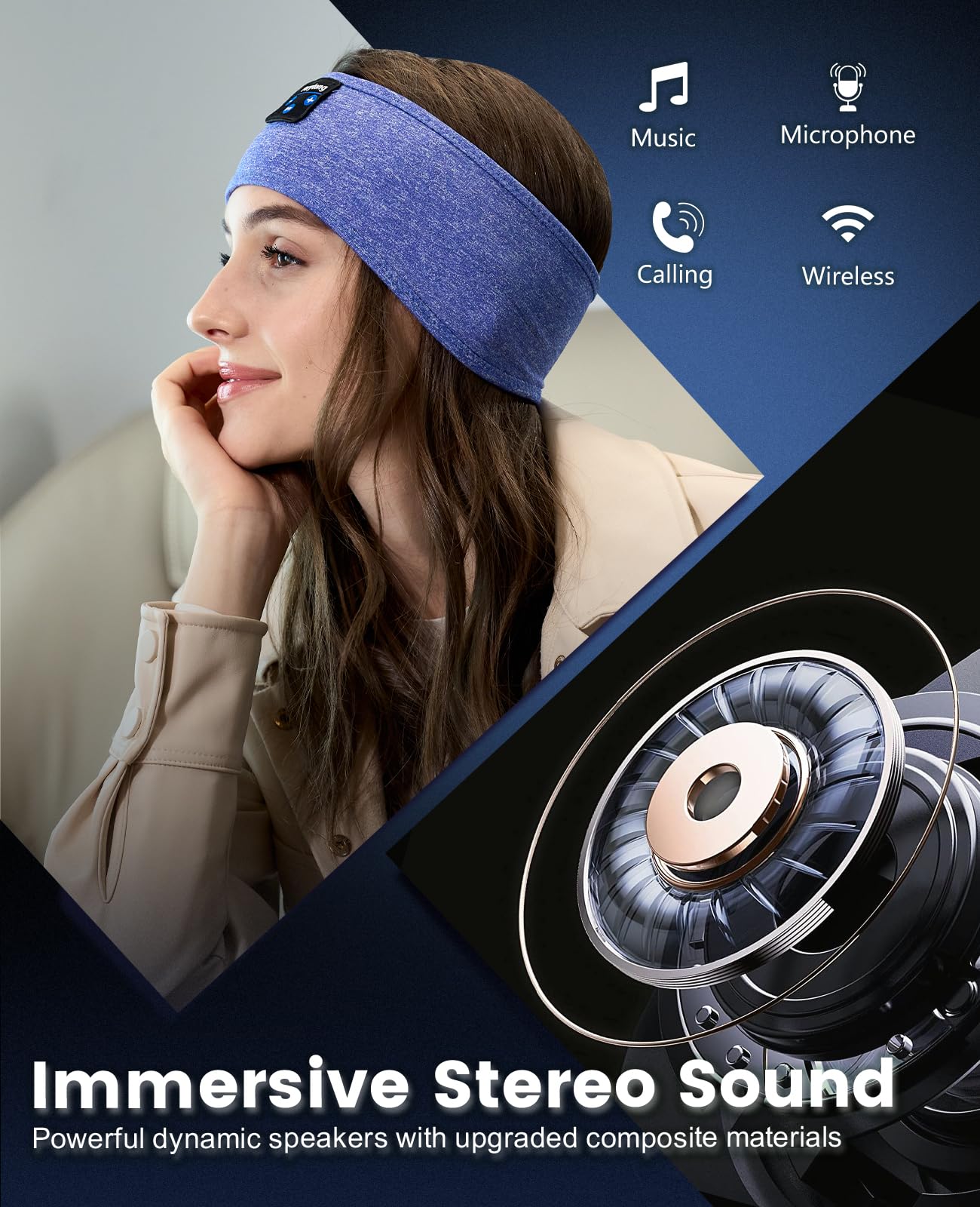 Perytong Sleep Headphones Bluetooth Sleeping Headband, Ultra-Soft for - View 4