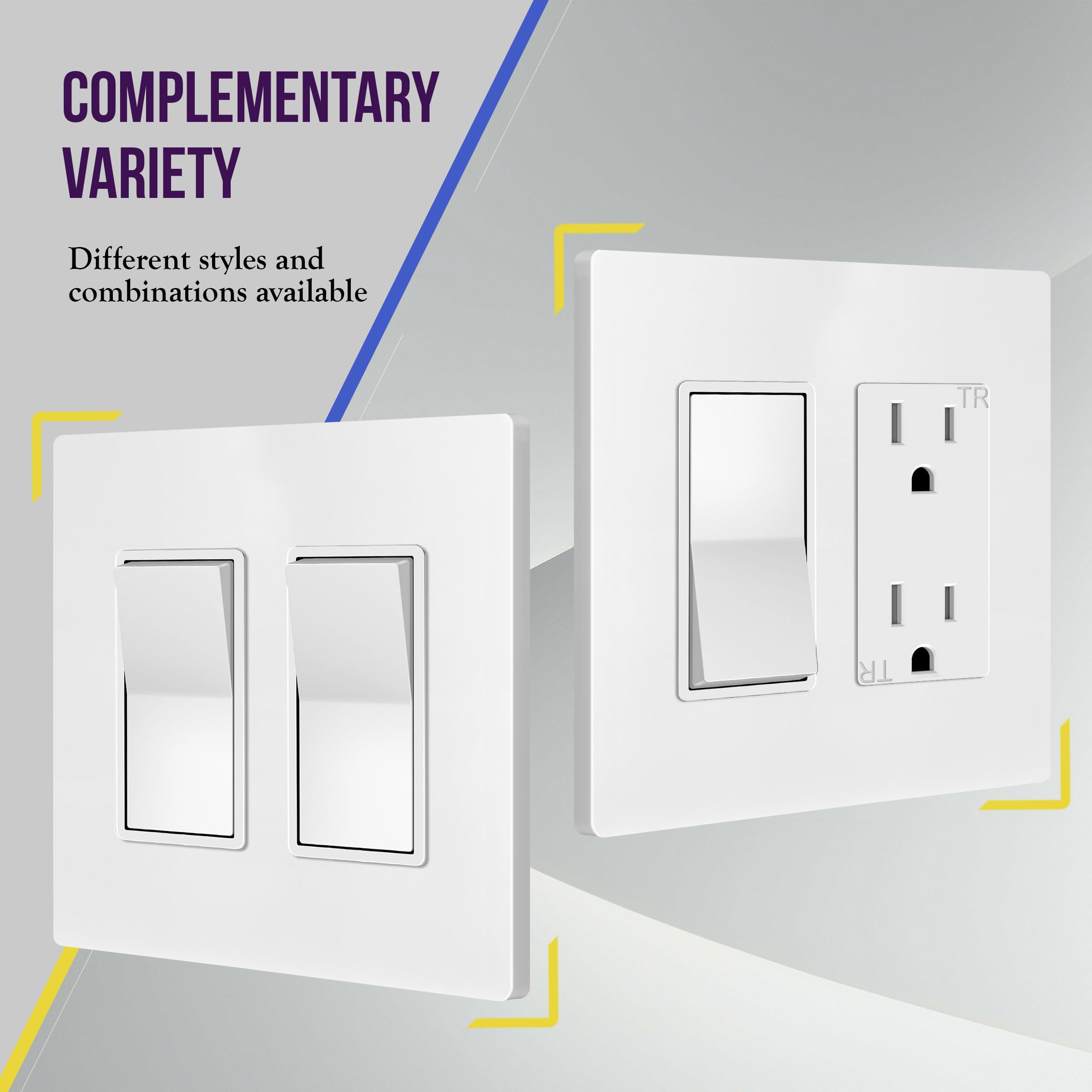 ENERLITES 2-Gang White Screwless Decorator Wall Plate Outlet Cove - ENERLITES Official Product View 5