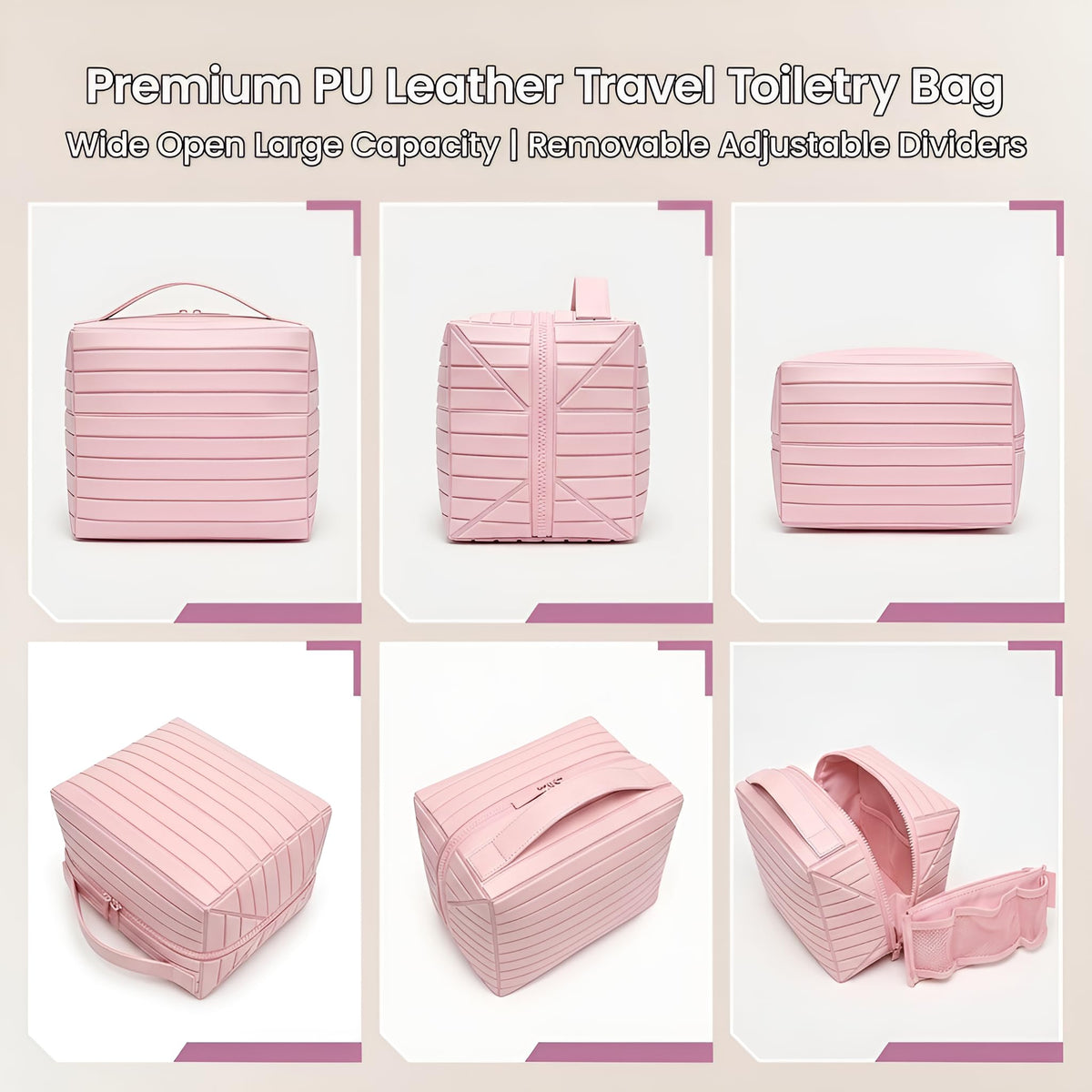 Lay Flat Fold Down Standing Makeup Bag Large Travel Toiletry - Premium Selection Official Imagery - 7