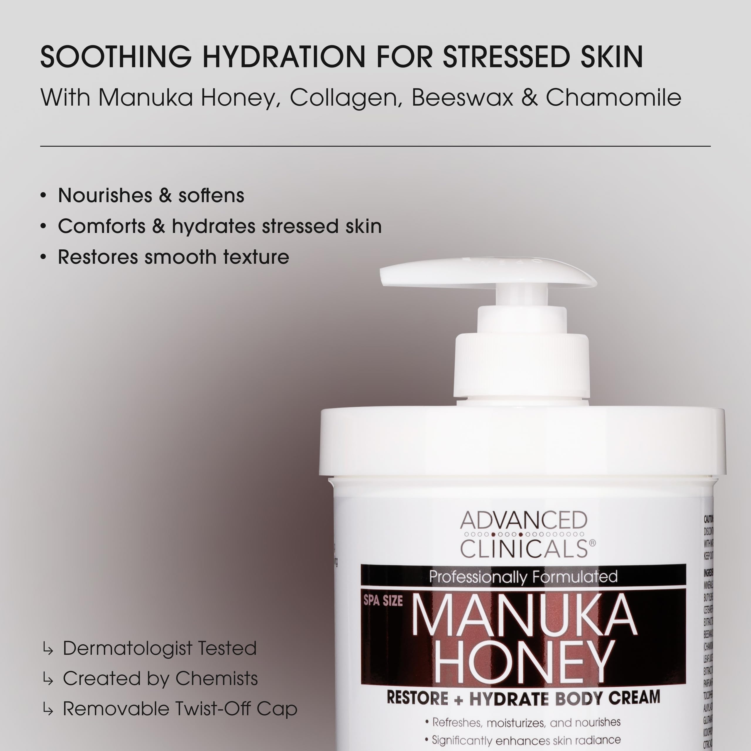 Advanced Clinicals Manuka Honey Body Cream For Women & Men | Body Butter Lotion For Extremely Dry Skin | Collagen Cream | Skincare Moisturizer Hydrating Balm Improves Look Of Aging Skin, 16 Ounce - Advanced Clinicals Official Product View 3