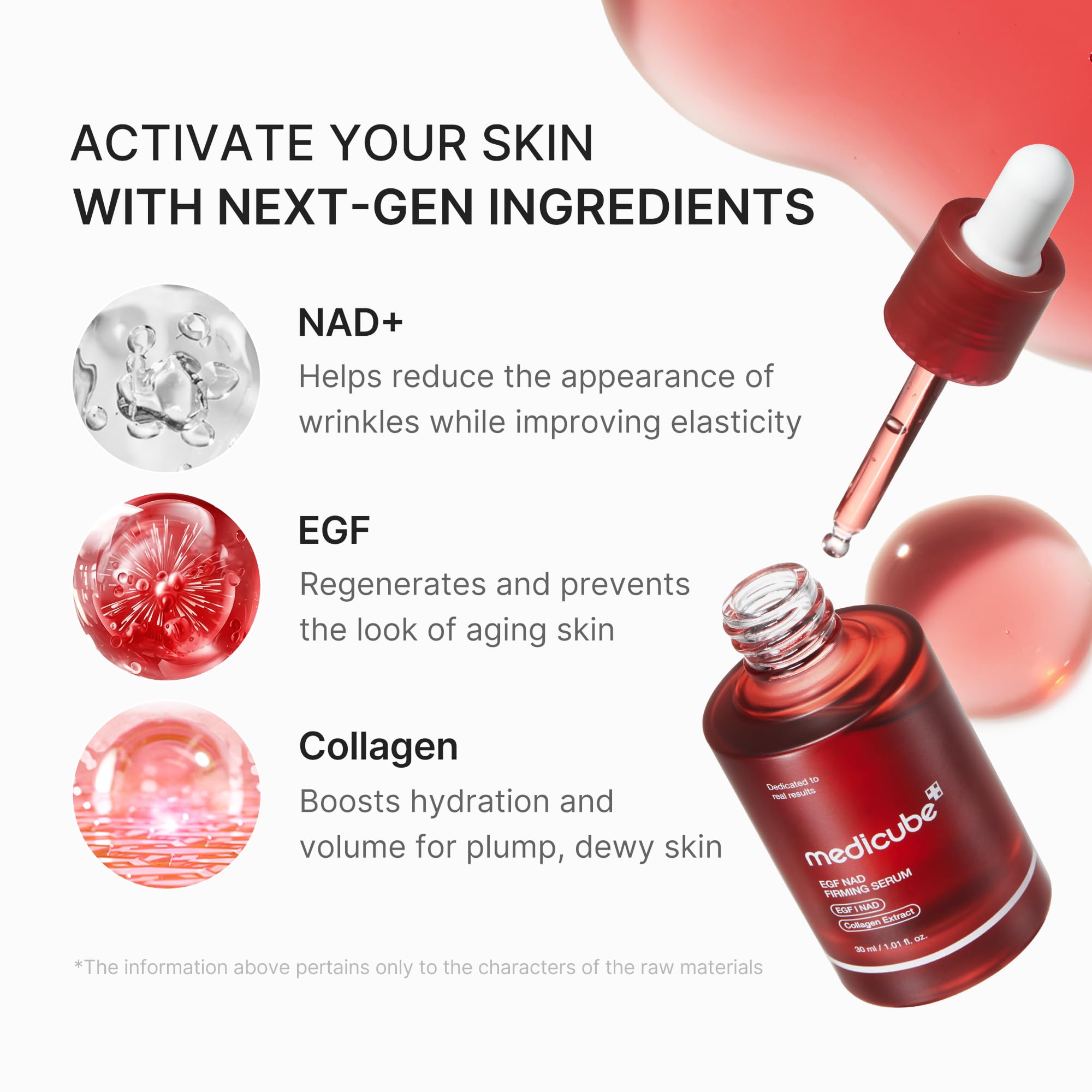 medicube NAD EGF Firming Serum for Face & Neck | Anti-Aging Serum with EGF Peptide, NAD & Collagen - Wrinkle Appearance, Elasticity & Pore Care, Korean Skincare, 1.01 fl.oz - medicube Official Product View 3