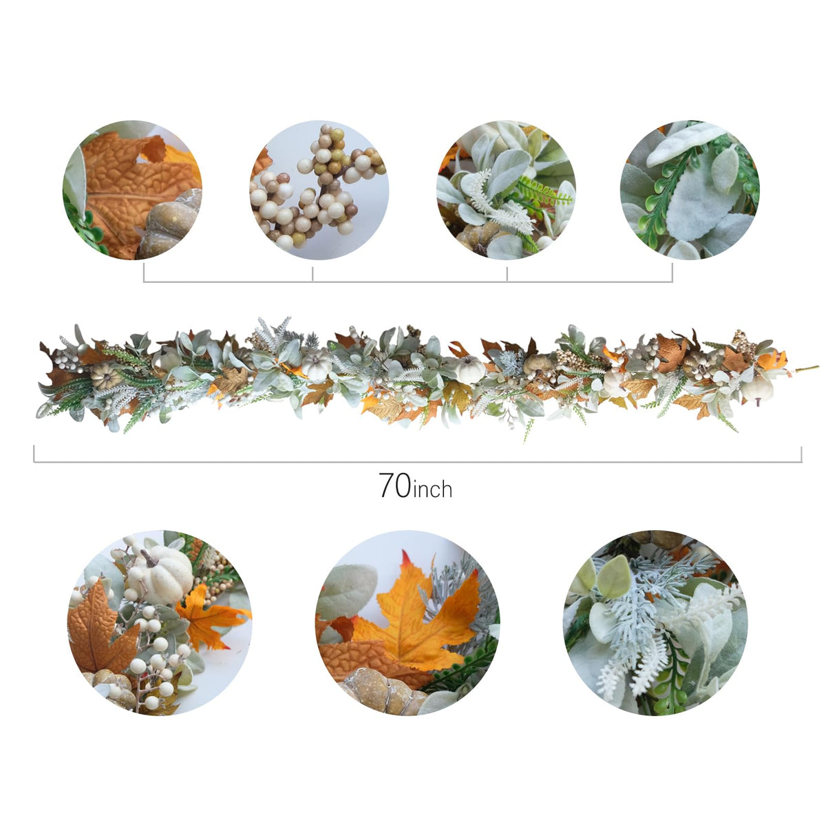 Fall Wreath Pumpkin Garland Thanksgiving Autumn Neutral - CIR OASES Official Imagery - 5