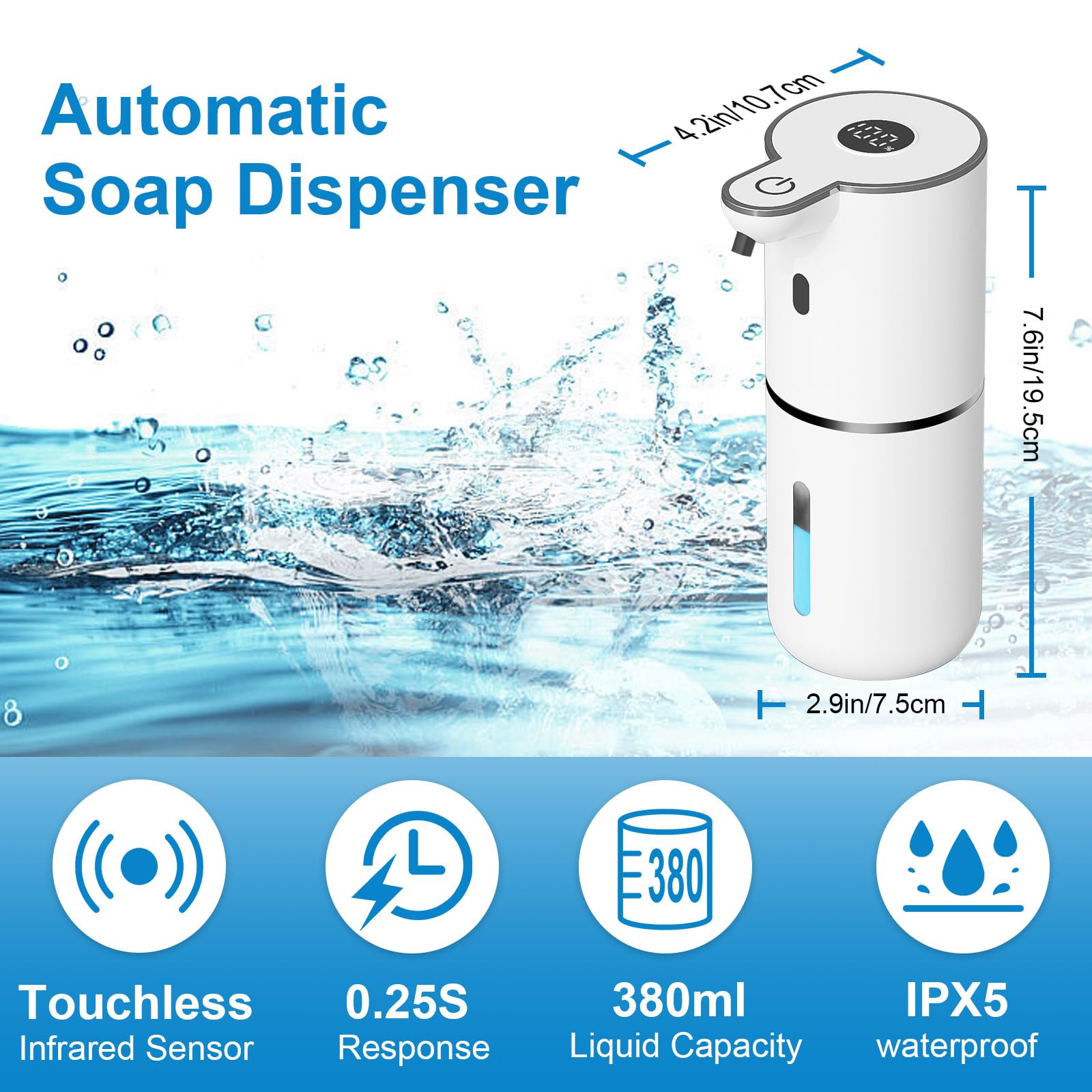 OHIFAST Automatic Liquid Soap Dispenser Touchless, USB Rechargeable Smart Hand S - OHIFAST Official Product View 2