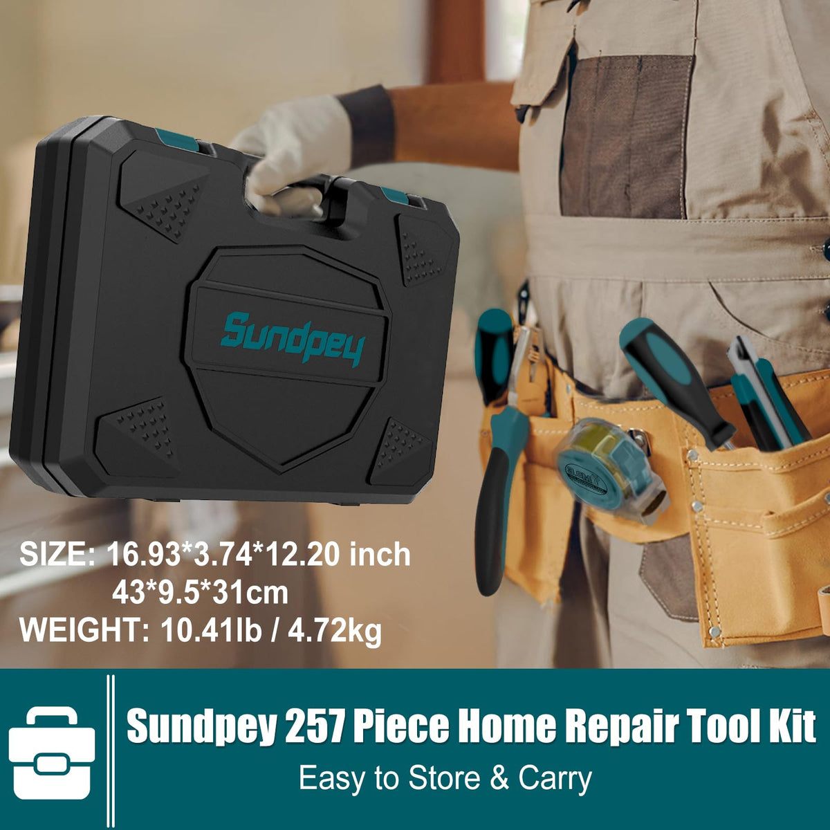 Sundpey 257 Pcs Portable General Basic Hand Tool Kit Set for - Sundpey Official Imagery - 4
