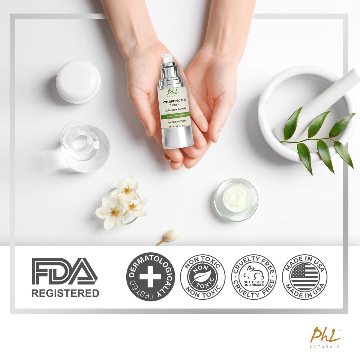 Hyaluronic Acid Serum for Face - PHL Naturals Official Imagery - 7