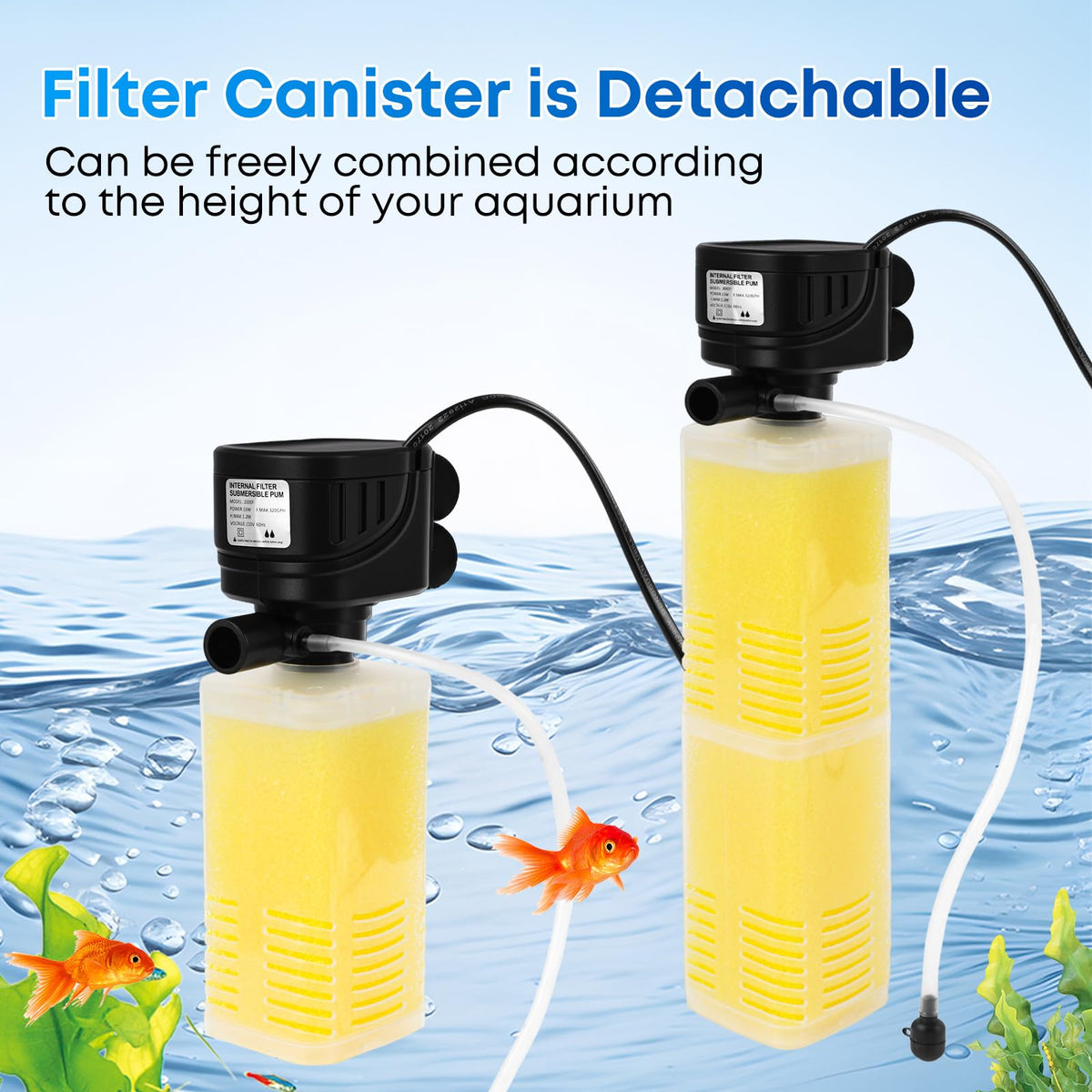 320GPH Aquarium Filter for 40 100 Gallon Fish Tanks 4 in 1 - Donhallstar Official Imagery - 5
