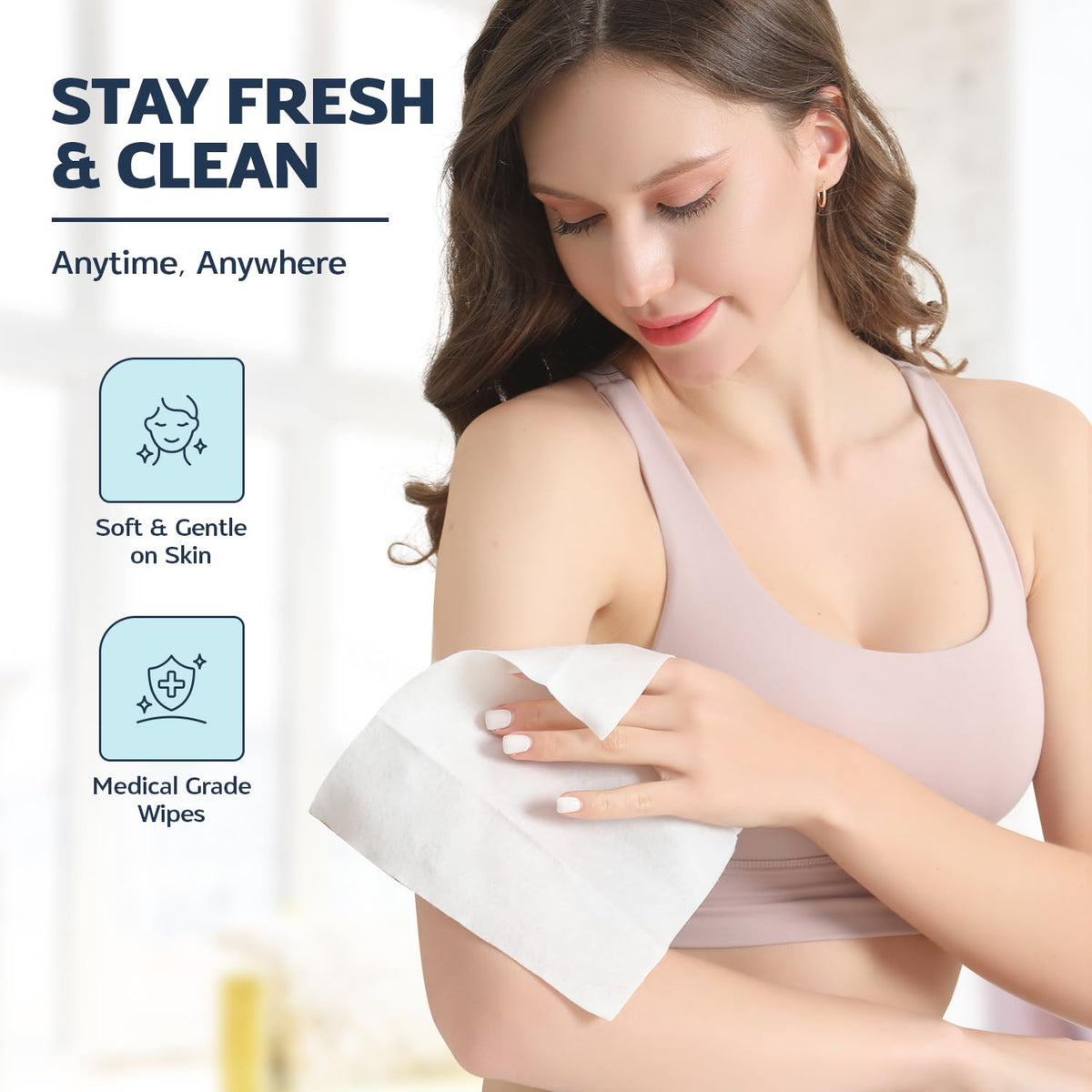 120 XL Shower Wipes Body Wipes for Adults Bathing No Rinse - REFRESHIFY Official Imagery - 6