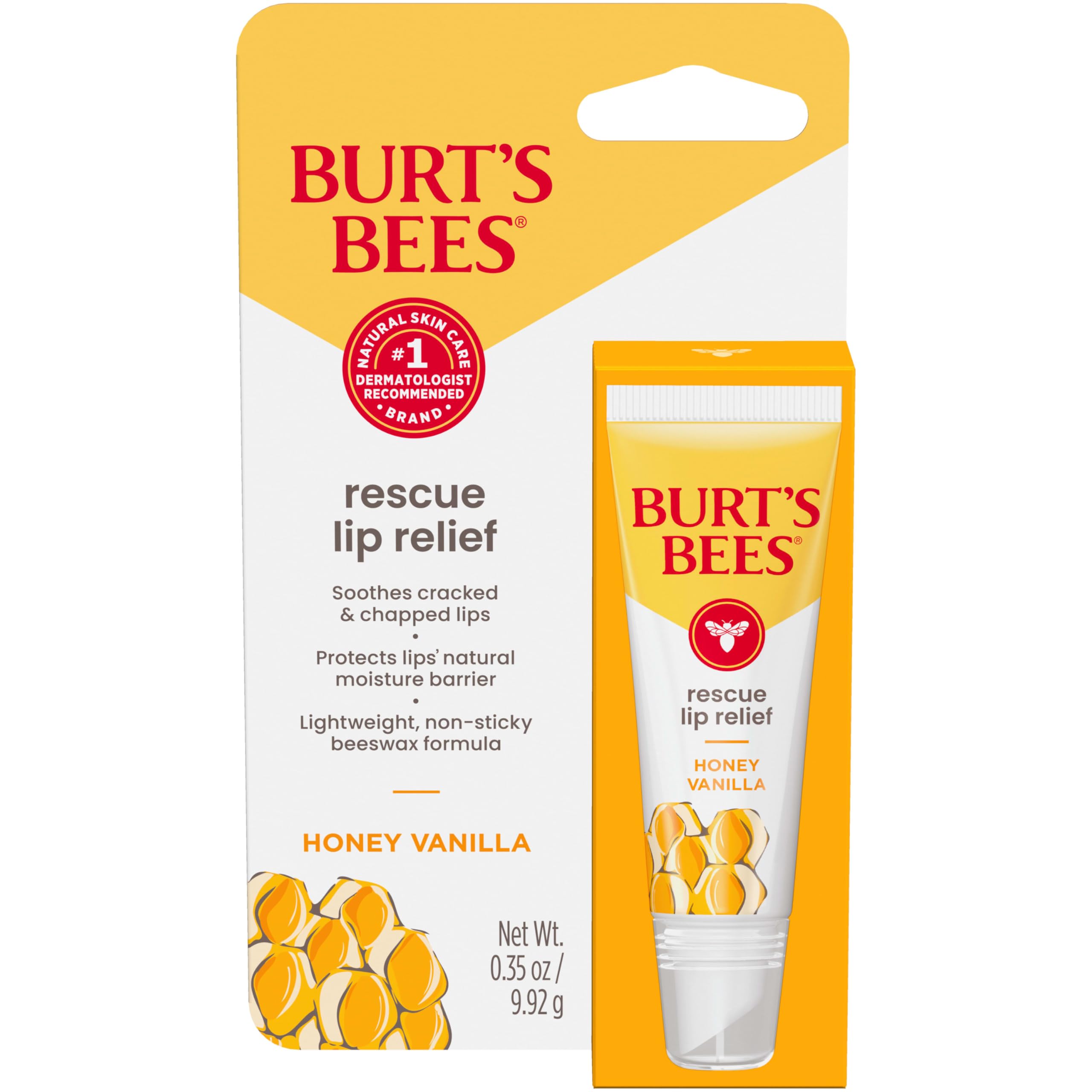Burt's Bees Rescue Lip Relief, Honey Vanilla, 0.35 oz., 1 - Product Imagery