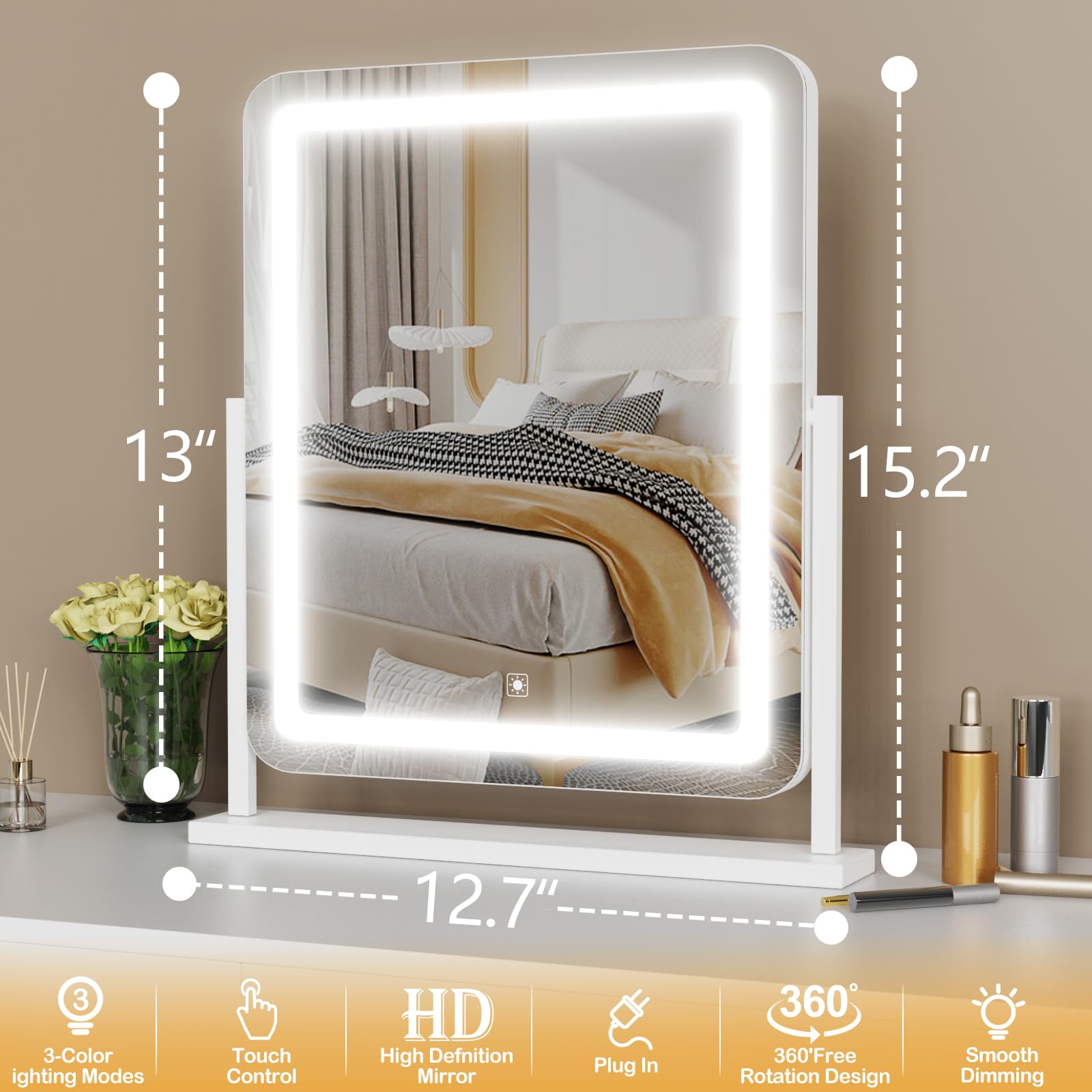 Gvnkvn Vanity Mirror with Lights, 17.3’’ LED Makeup Mirror Detach - Gvnkvn Official Product View 2