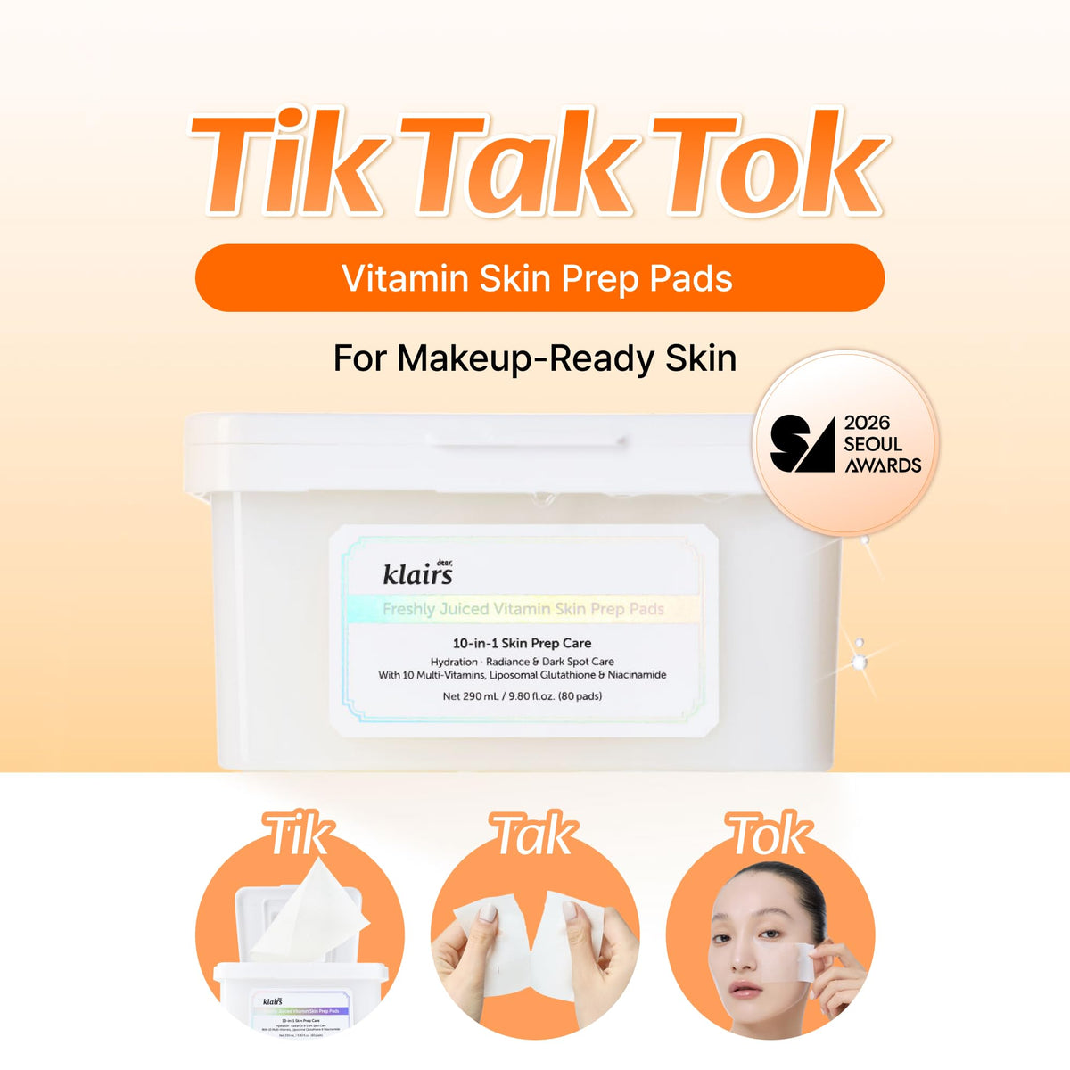 DearKlairs Vitamin C Toner Pads Glutathione Brightening - DearKlairs Official Product Imagery - 3