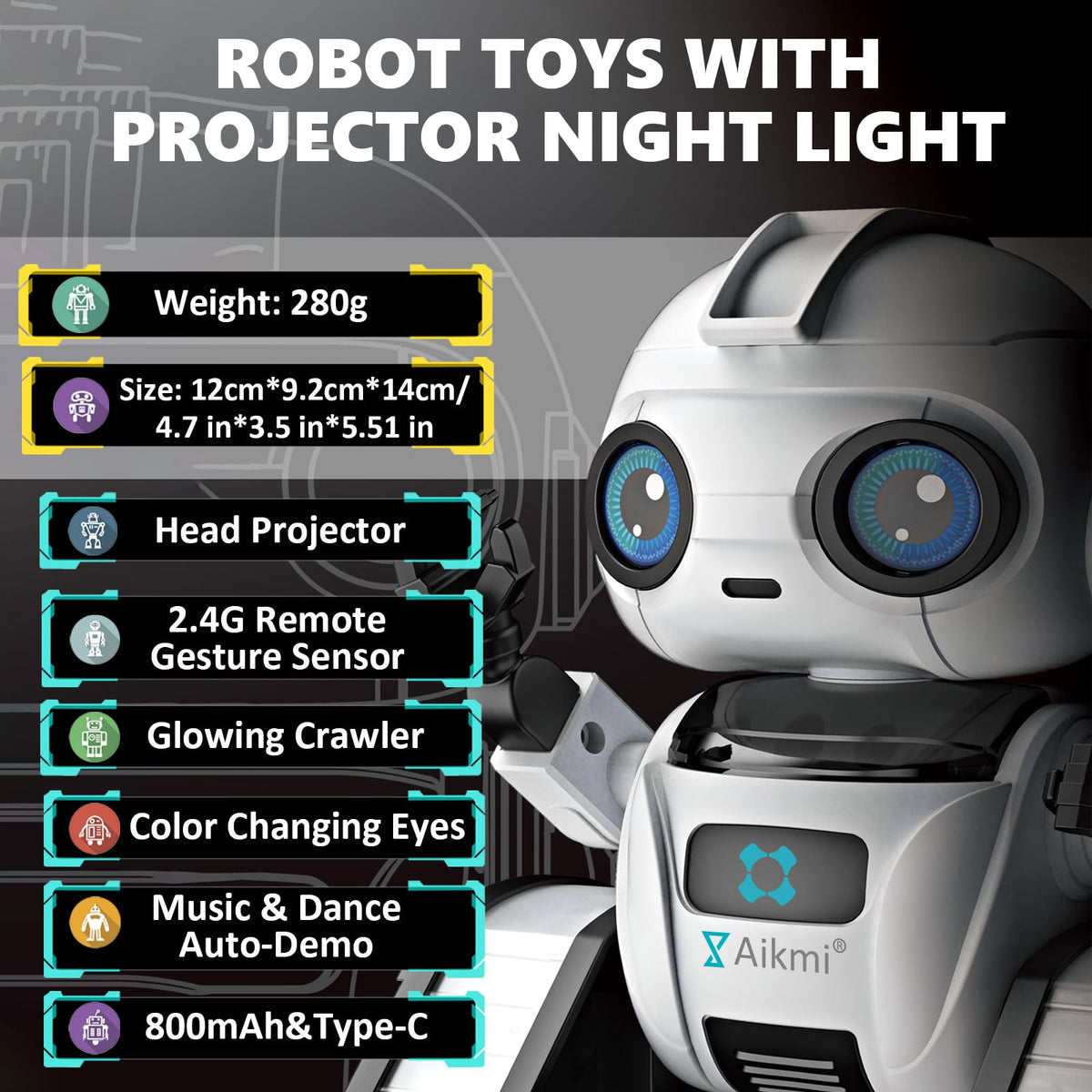 Aikmi Robot Toys for Kids 4 12 RC Robot w Projector Night - Aikmi Official Imagery - 4