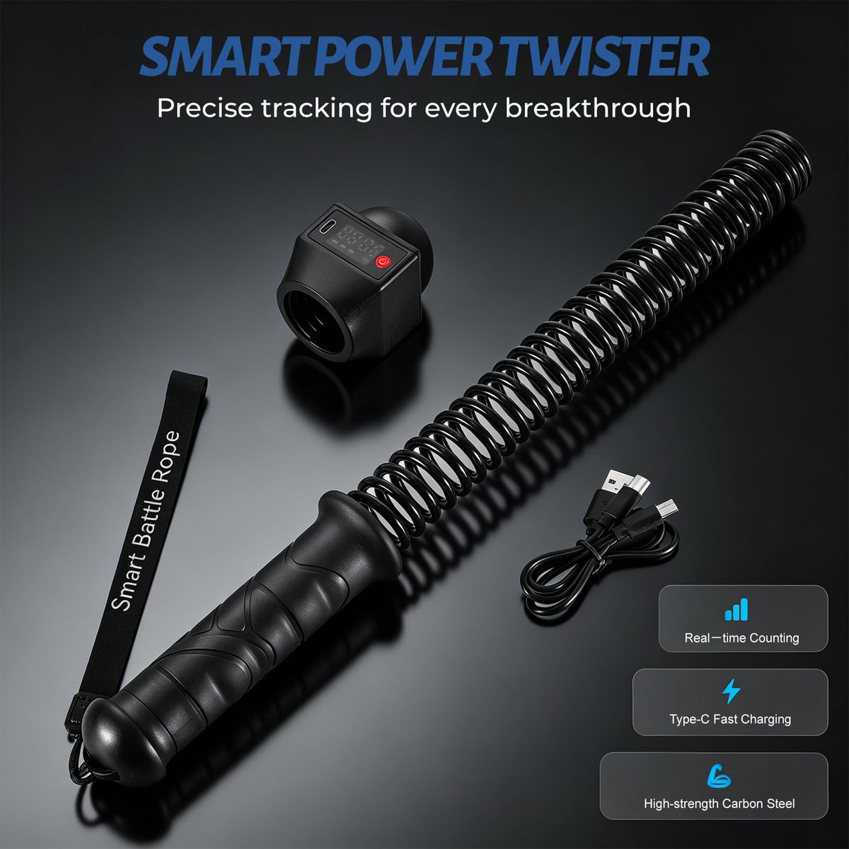 Smart Battle Rope with Digital Counter Cordless Battle Rope - MYUDEGEAS Official Imagery - 3