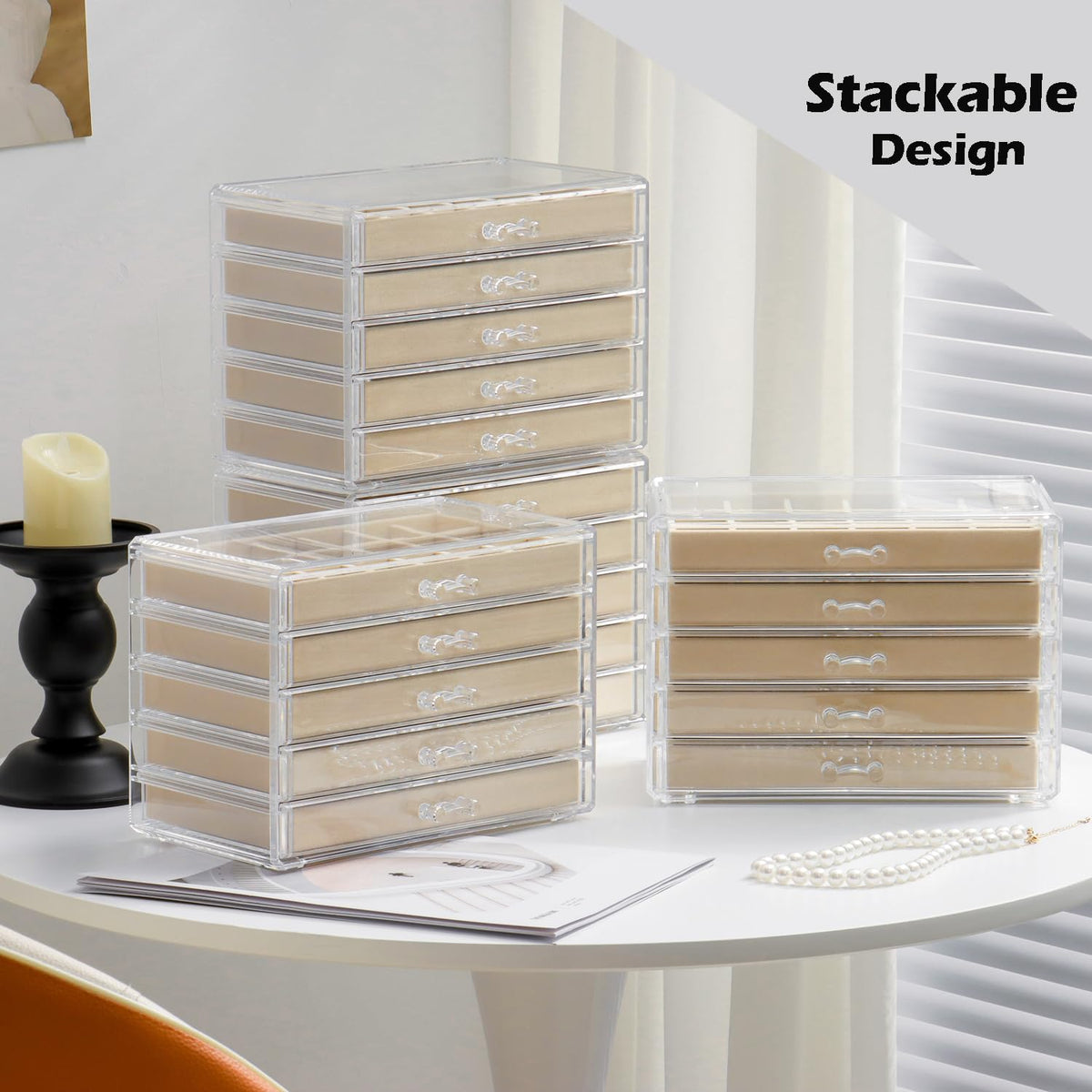 YUFONG Acrylic Jewelry Storage Box Holder with 5 Drawers - YUFONG Official Imagery - 8