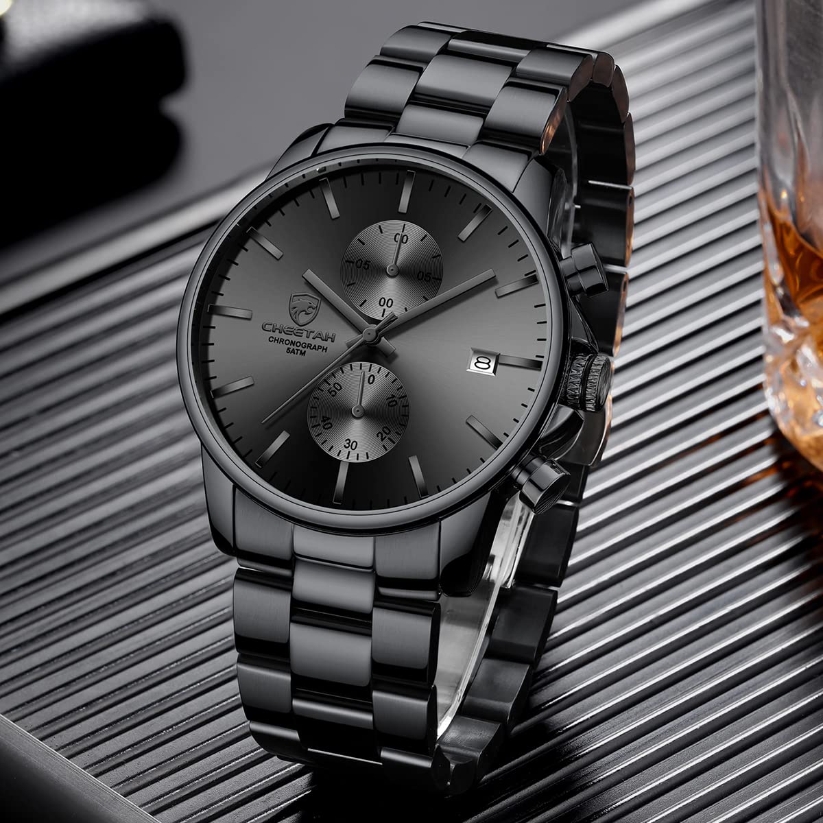 GOLDEN HOUR Men's Chronograph Watch – Black & Grey