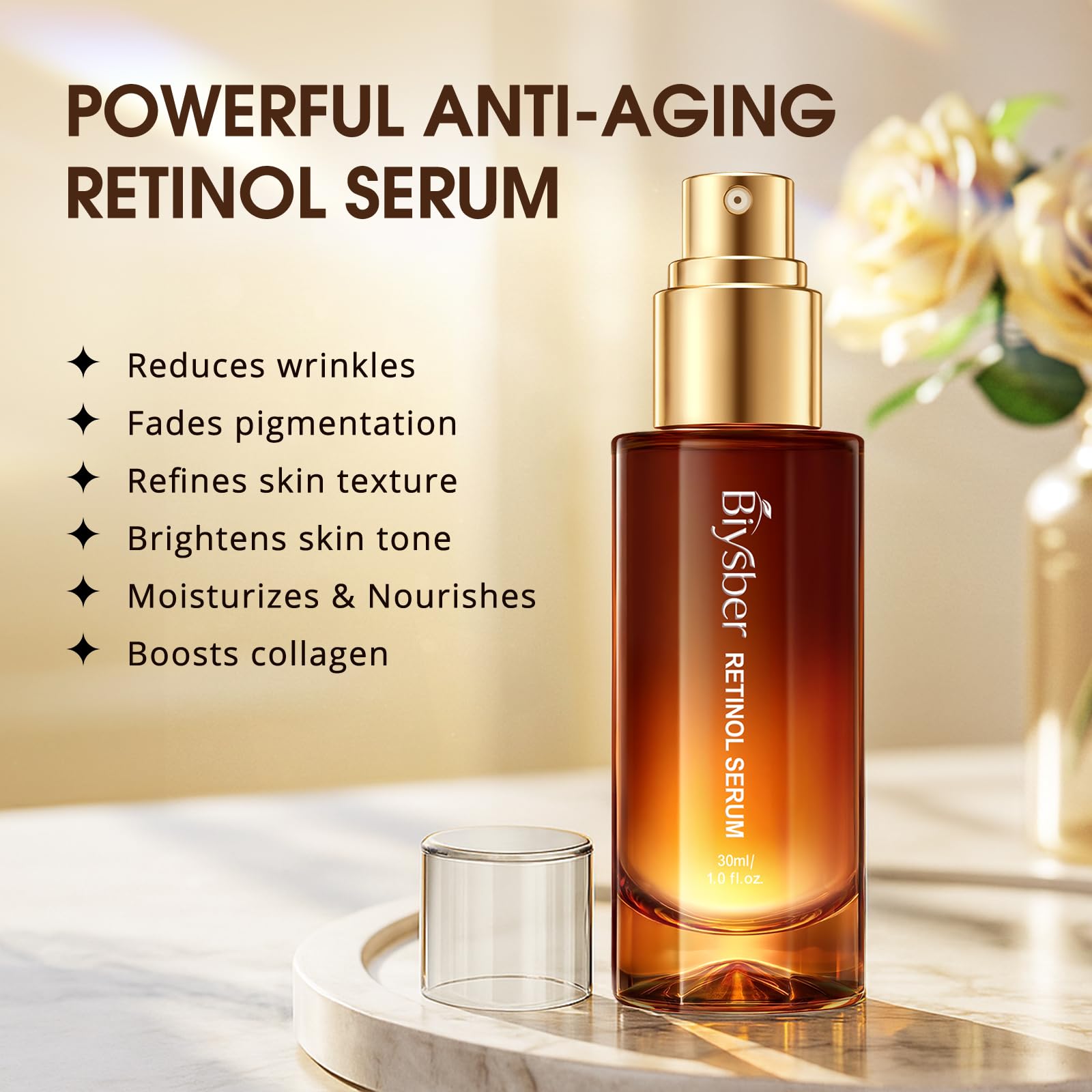 Retinol Collagen Serum for Face Anti Aging Anti Wrinkle - BIYSBER Official Product Imagery - 6