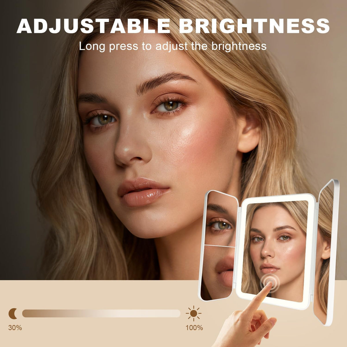 LED Shower Mirror with Lights for Bathroom Trifold Vanity - Hoxutym Official Imagery - 8