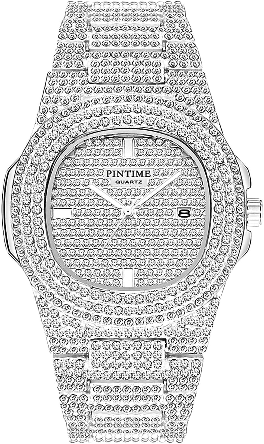 Gosasa Men's/Womens Unisex Crystal Watch Full Bling Iced-Out - Product Imagery