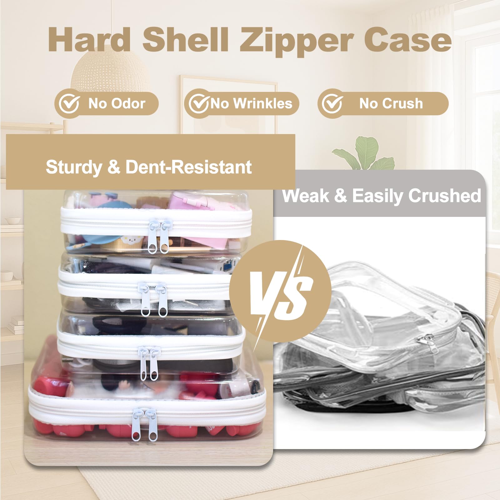 4 pcs Clear Zipper Pouches,Hard Shell Zipper Case - WELPIRT Official Product View 2
