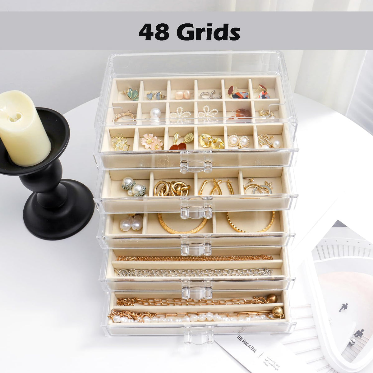 YUFONG Acrylic Jewelry Storage Box Holder with 5 Drawers - YUFONG Official Imagery - 4