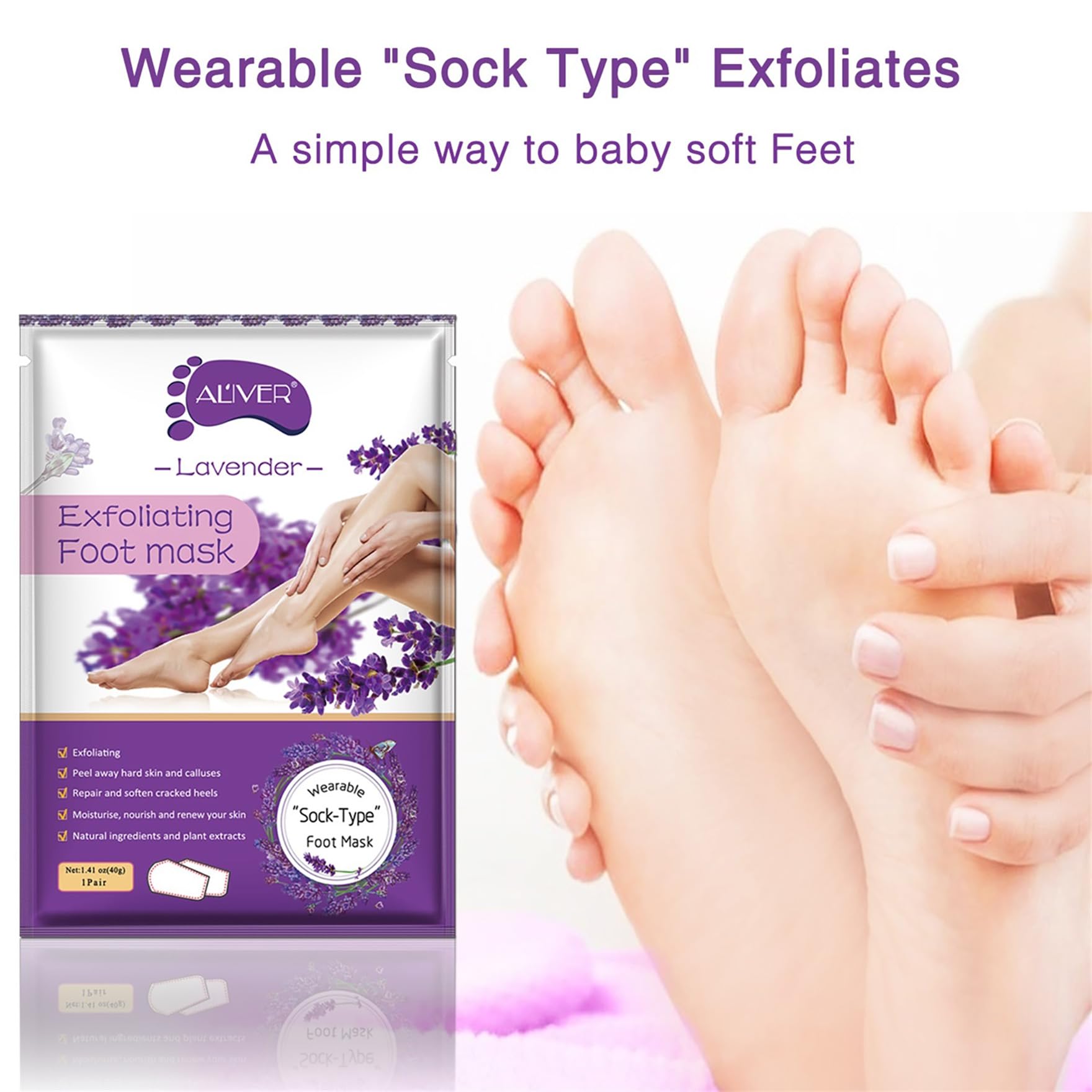 ALIVER Foot Peel Mask 3 Pack, Exfoliator Peel Off Calluses Dead Skin C - View 5