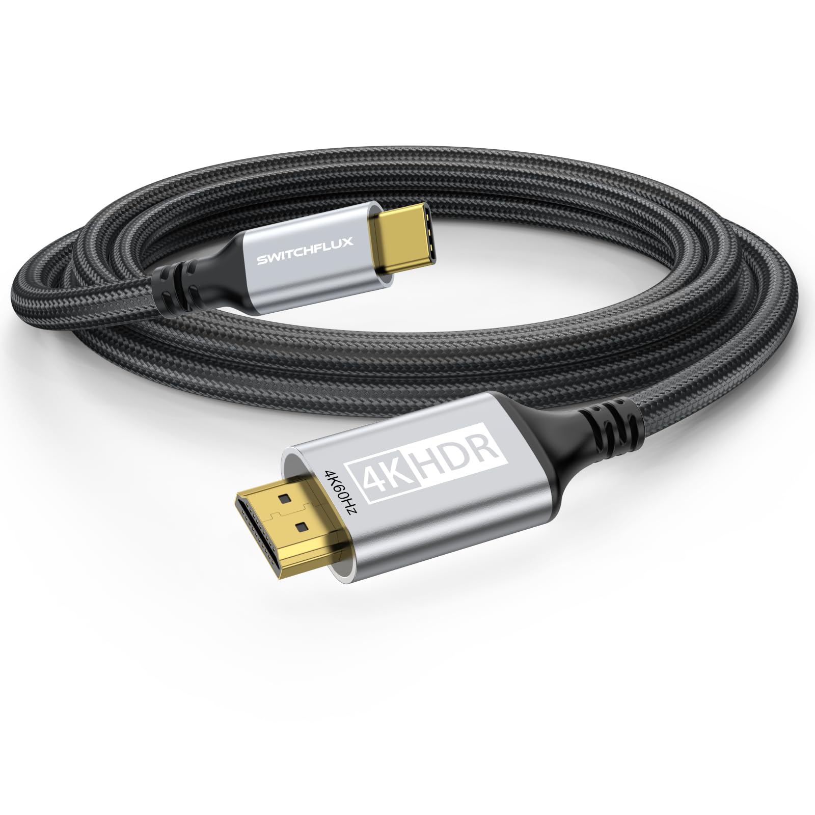 SWITCHFLUX USB C to HDMI Cable 10Ft for Home Office (4K@60Hz) for Laptop