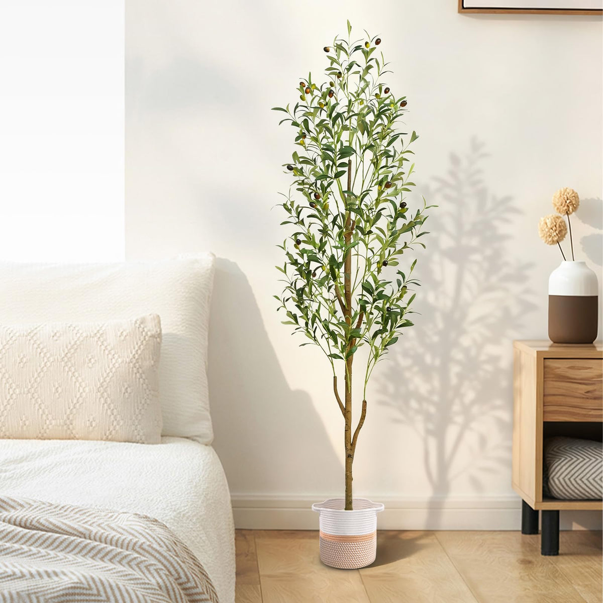6FT Artificial Olive Tree Indoor Tall Faux with Planter - Waipfaru Official Imagery - 8