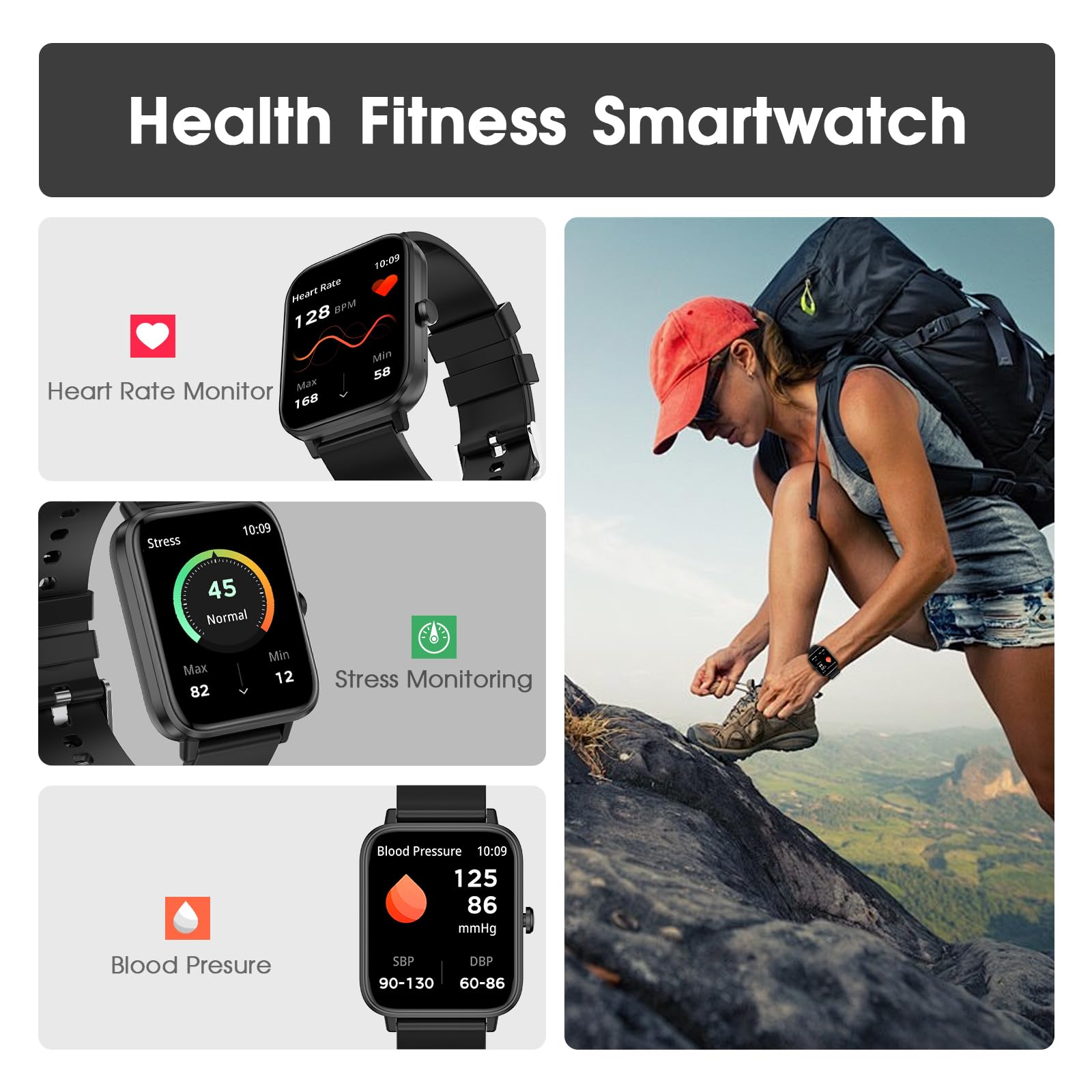 FTTMWTAG Smart Watch  : 1.85" Waterproof Fitness Trackers with 24-Hour - View 3
