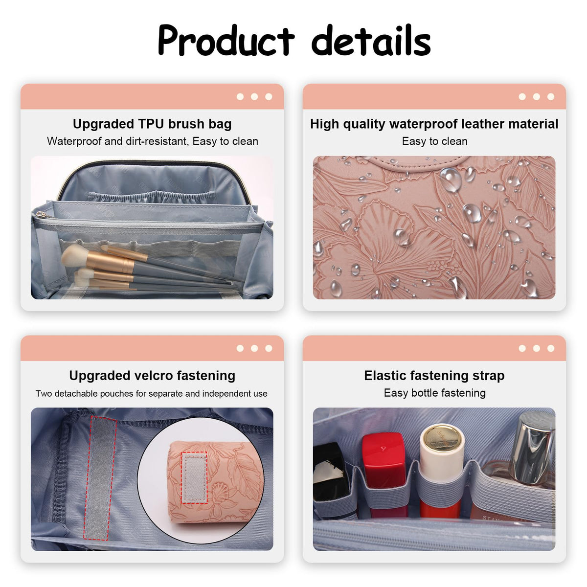 BOYATU Travel Makeup Bags Cosmetic Organizer Bag 3 Set Make - BOYATU Official Imagery - 7