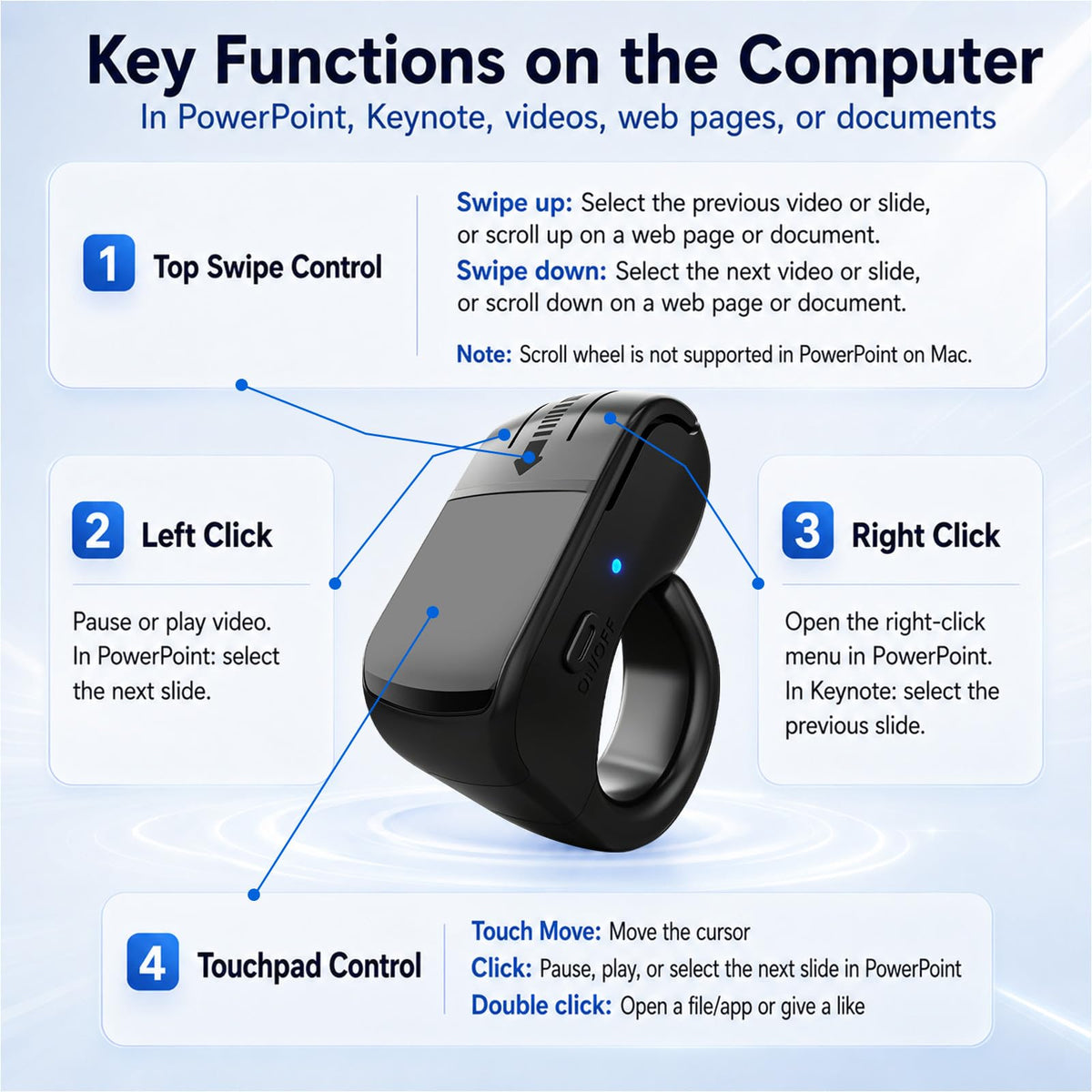 TikTok Scrolling Ring with 2 4G Bluetooth Wireless Air Mouse - ZOZVO Official Imagery - 7