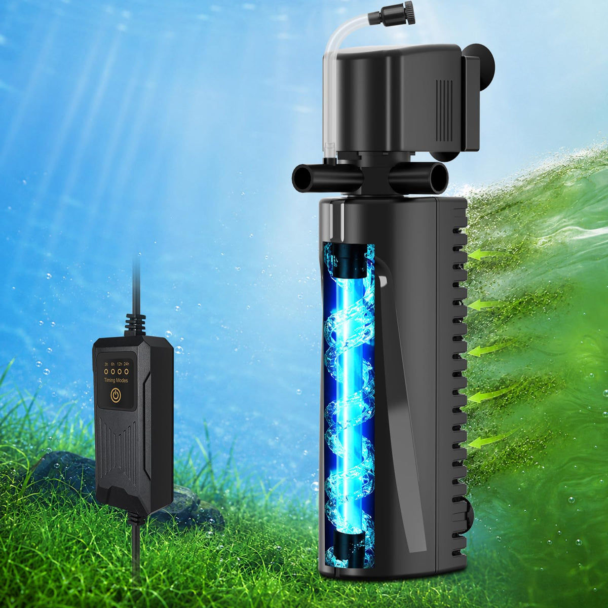Aquarium U V Filter for Green Water Fish Tank Filter with U - Devopet Official Imagery - 1