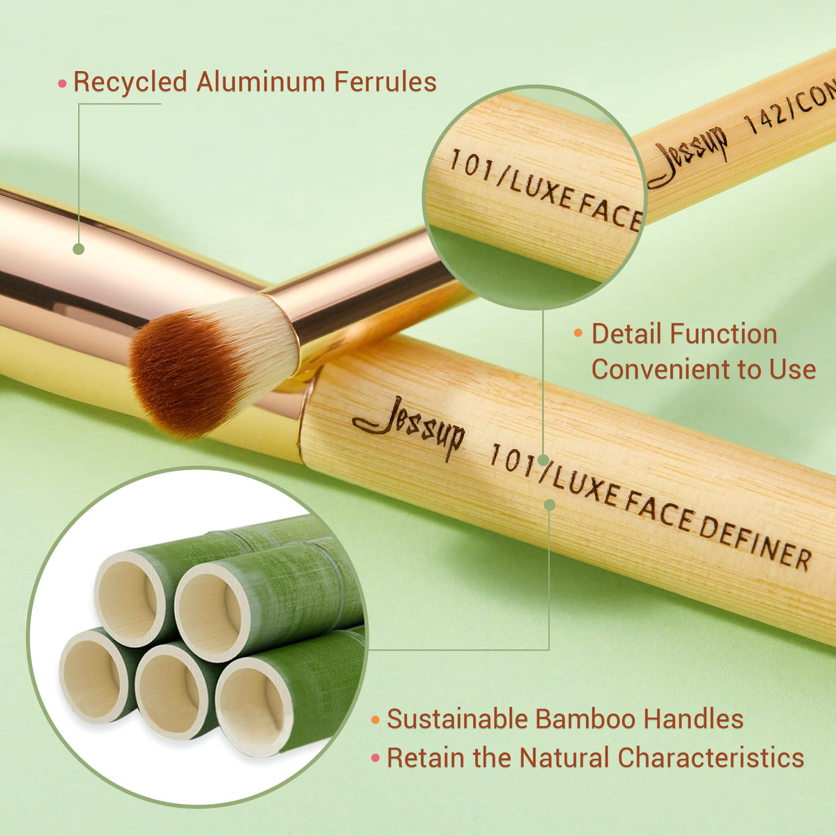 Jessup Makeup Brushes Set Professional for Foundation - Jessup Official Imagery - 5