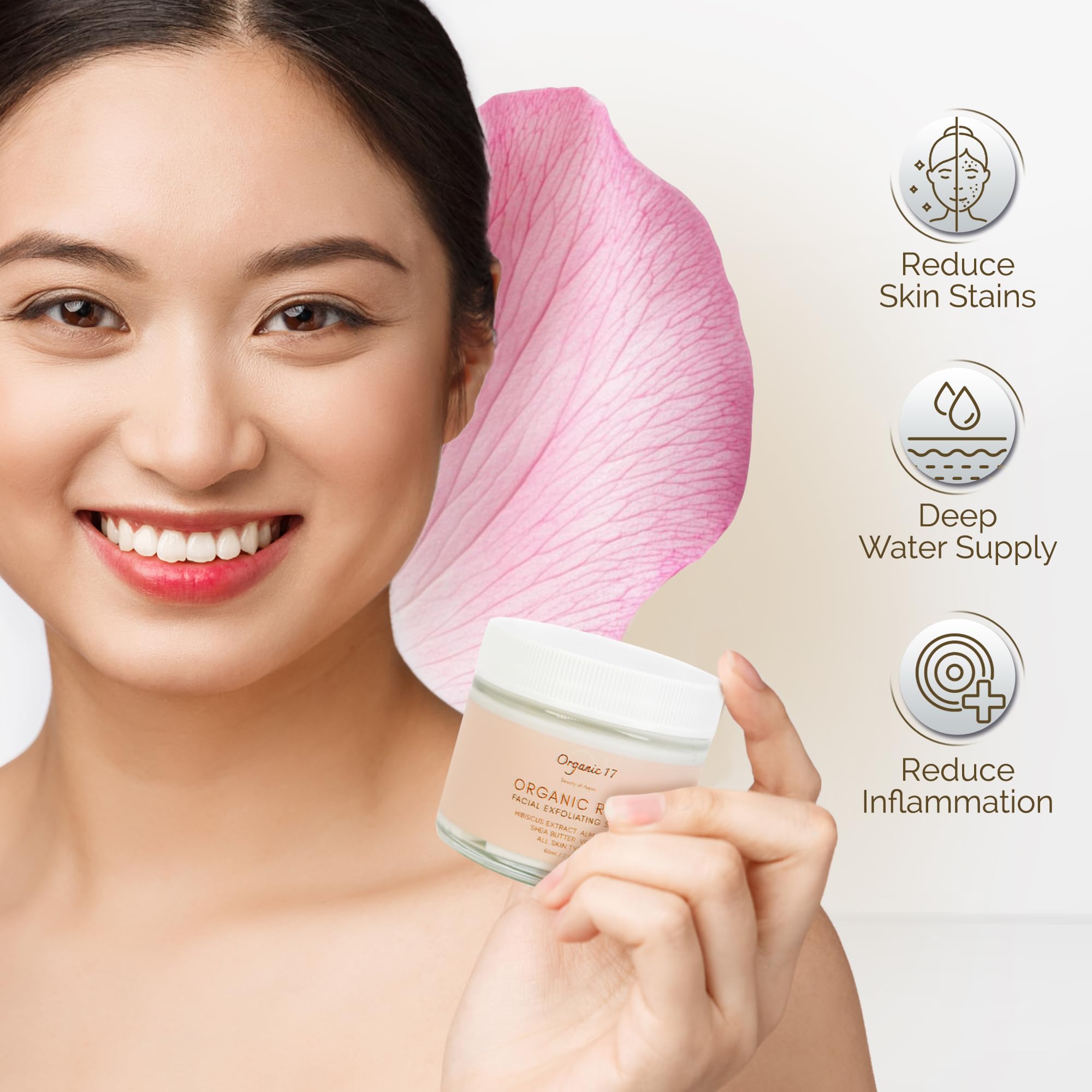 Rose Face Scrub with Pumice – Gentle Vegan Exfoliator for - 01 Organic 17 Beauty of Aqua