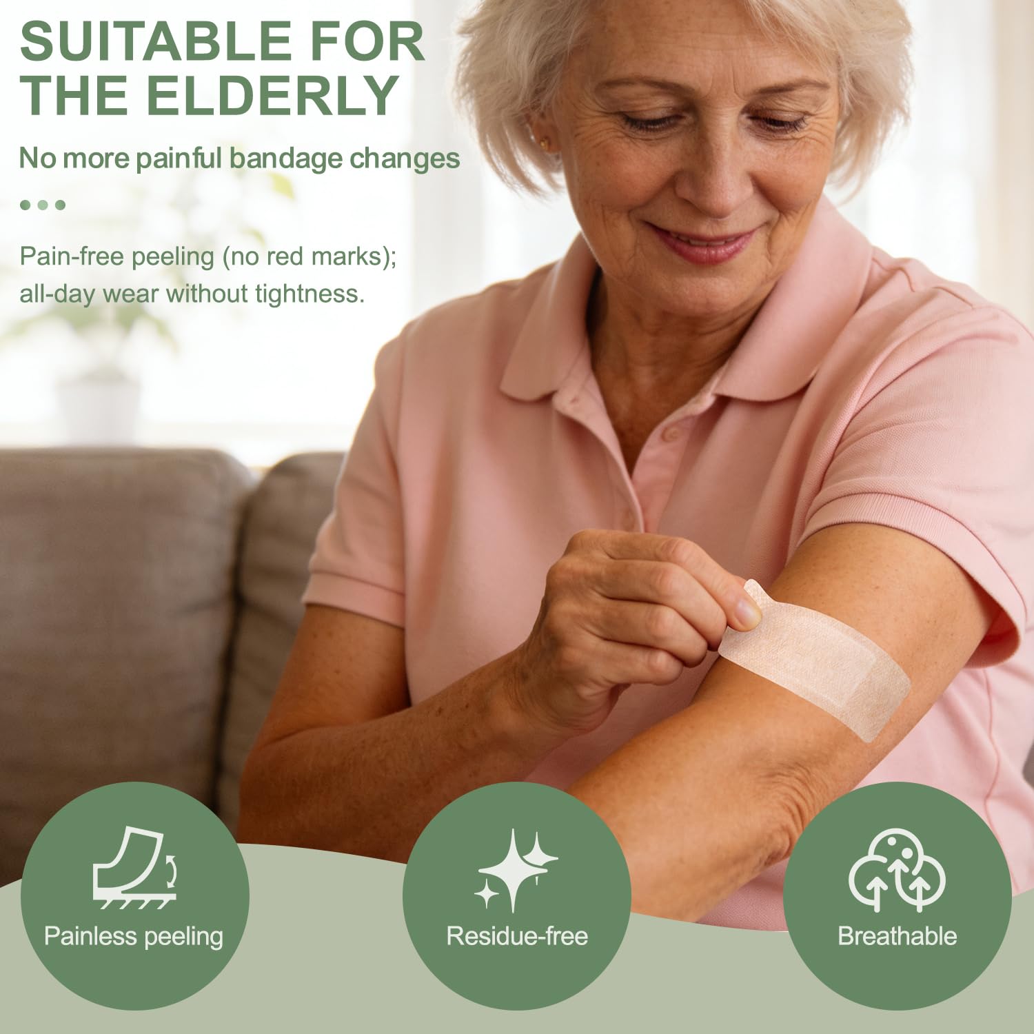 Hysimedy Silicone Bandages for Sensitive Skin 2x4 Inch Painless Removal
