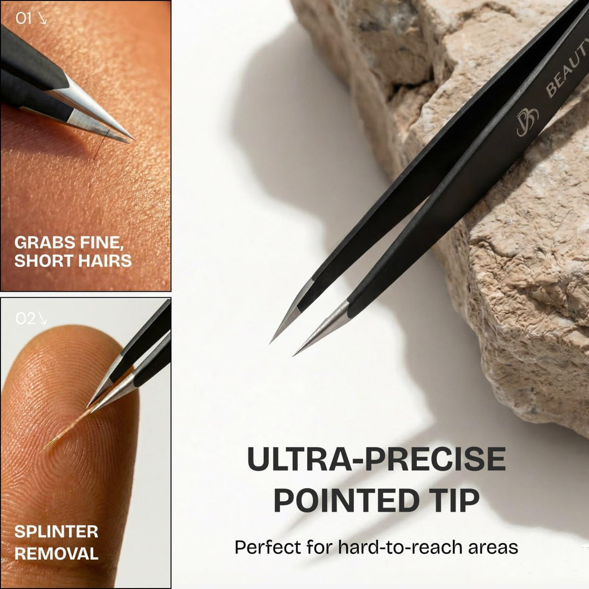 Beauty Power Precision Pointed Tweezers Ingrown Hair Eyebrow - Beauty Power Official Imagery - 4