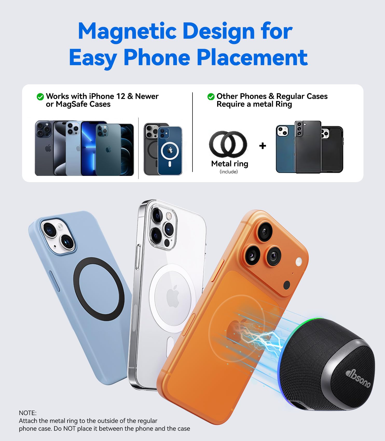 dbsono 2 in 1 Portable Magnetic Bluetooth Speaker, Phone Stand, Black - dbsono Official Product View 4