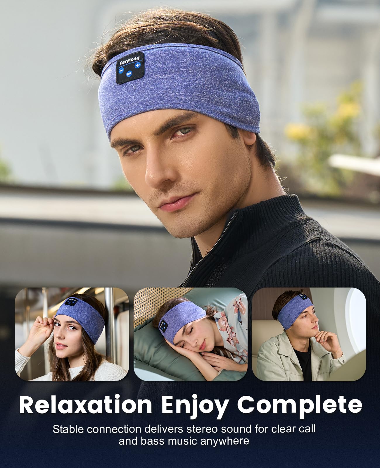 Perytong Sleep Headphones Bluetooth Sleeping Headband, Ultra-Soft for - View 5