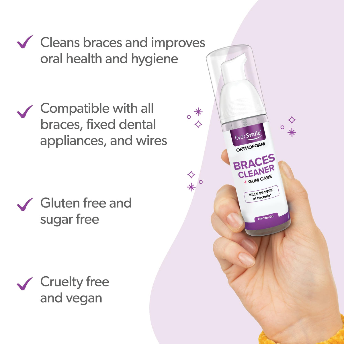 EverSmile OrthoFoam Braces Cleaner Travel Size Brushable - EverSmile Official Imagery - 4